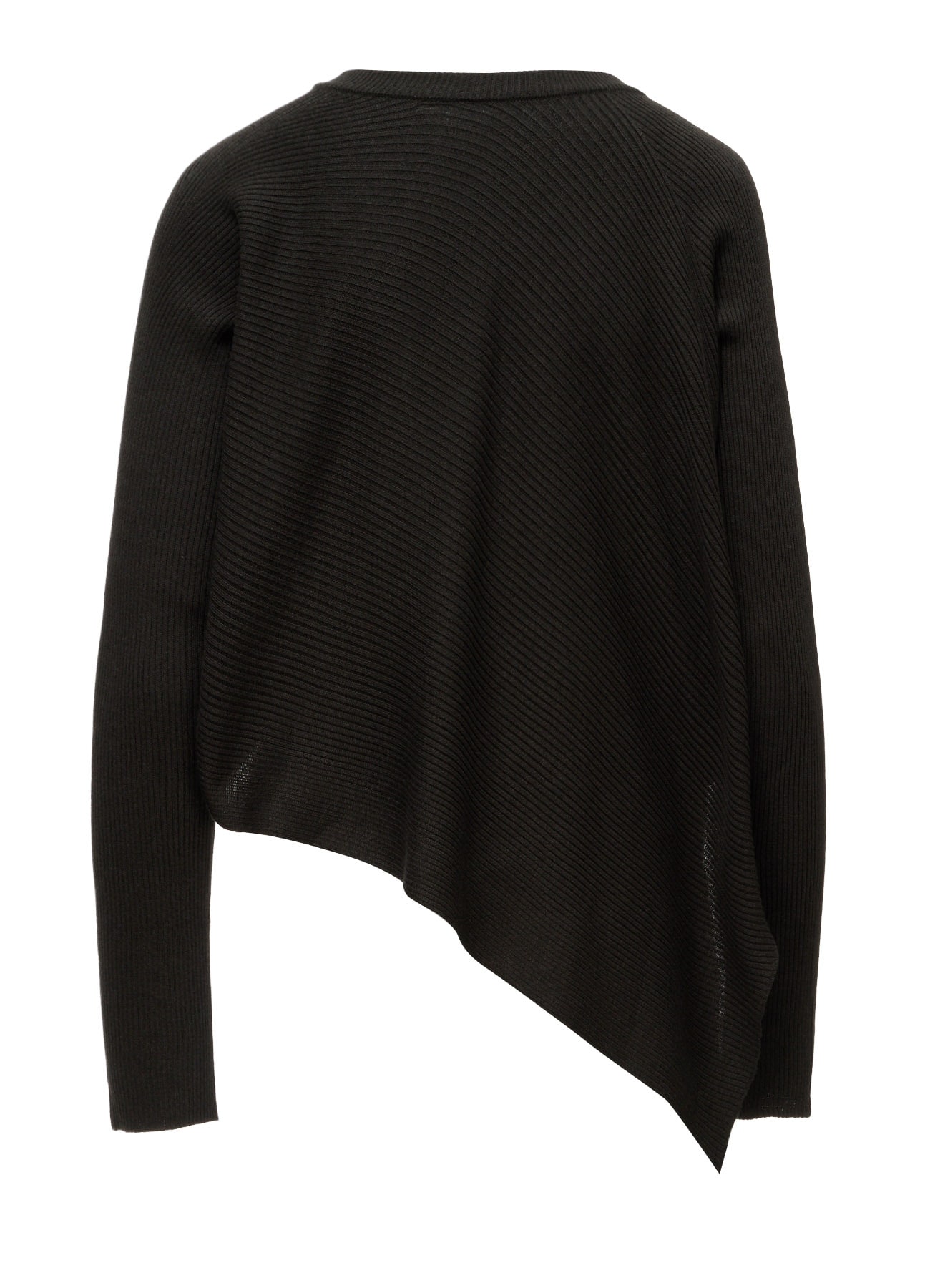 COTTON BLEND CROPPED ASYMMETRIC RIB KNIT(S Khaki): Y's｜THE SHOP