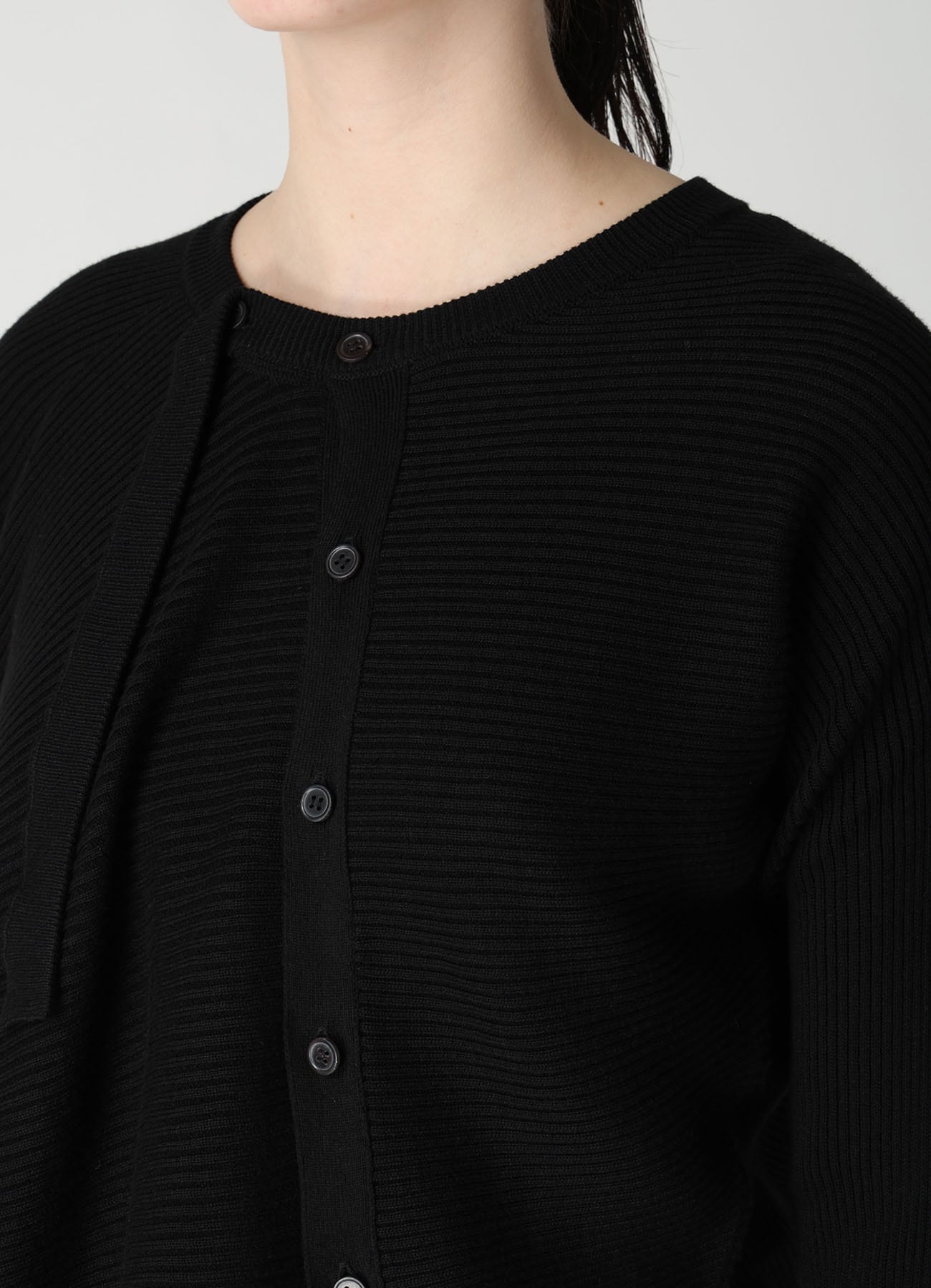 COTTON BLEND CROPPED ASYMMETRIC RIB KNIT