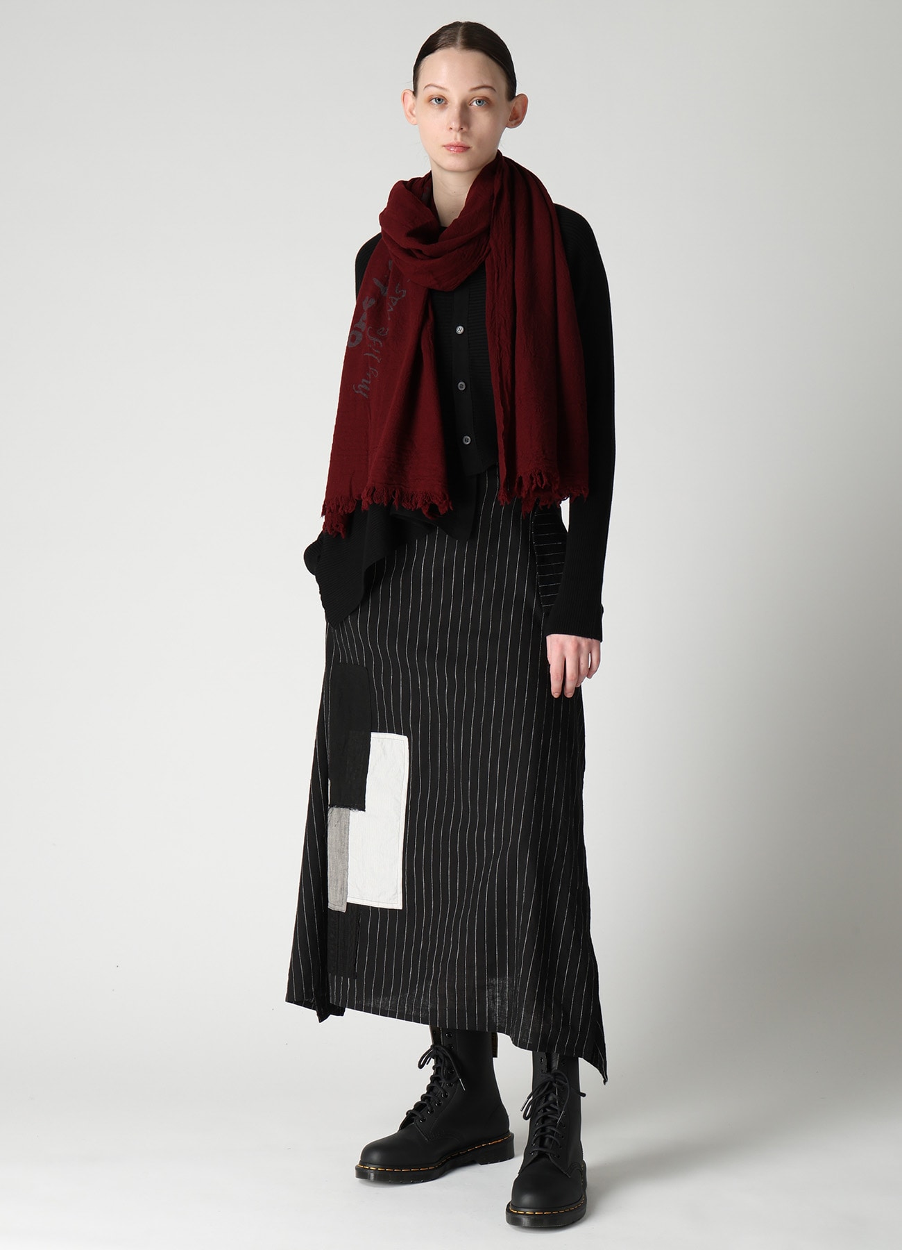 COTTON BLEND CROPPED ASYMMETRIC RIB KNIT