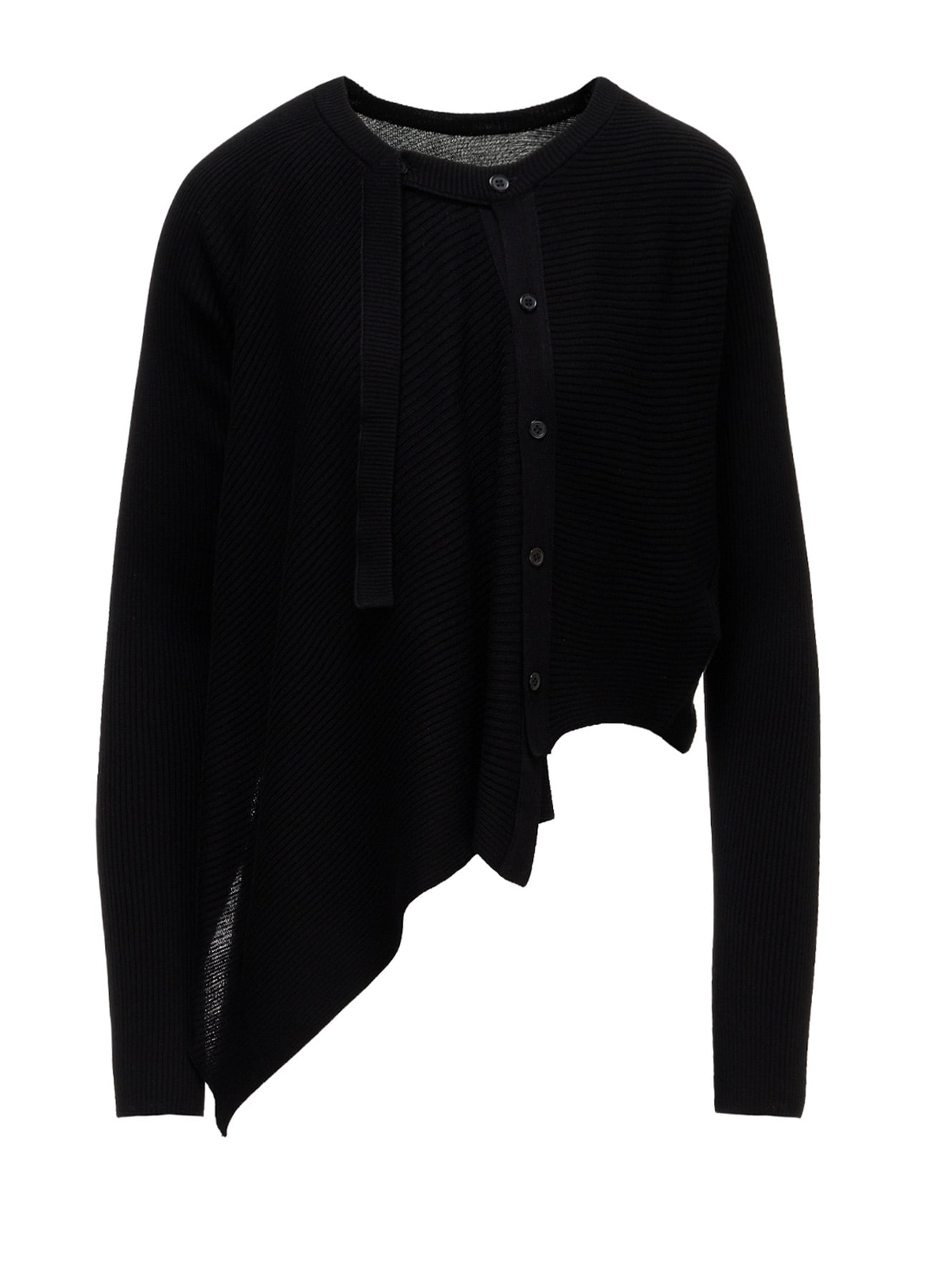COTTON BLEND CROPPED ASYMMETRIC RIB KNIT