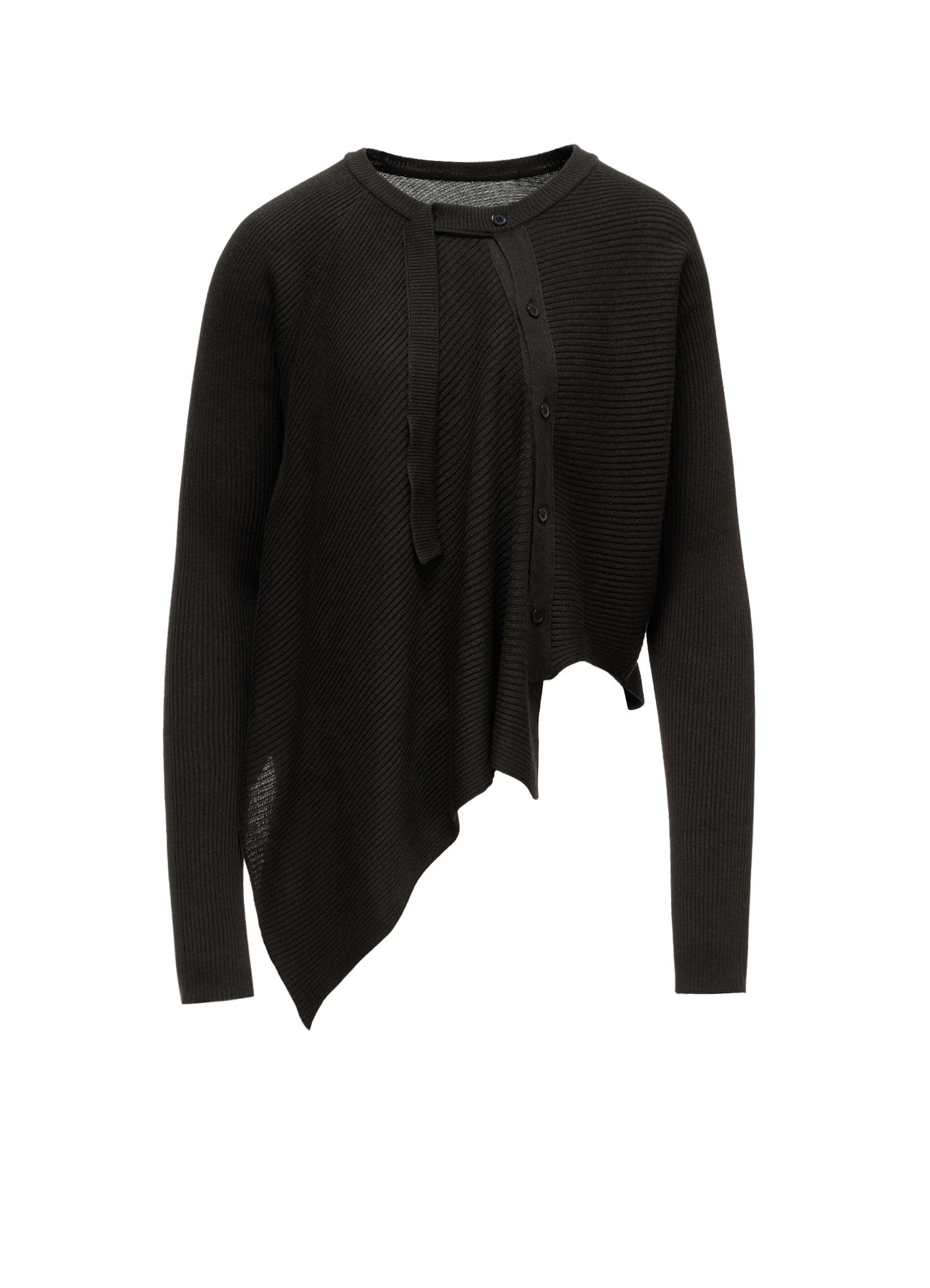 COTTON BLEND CROPPED ASYMMETRIC RIB KNIT