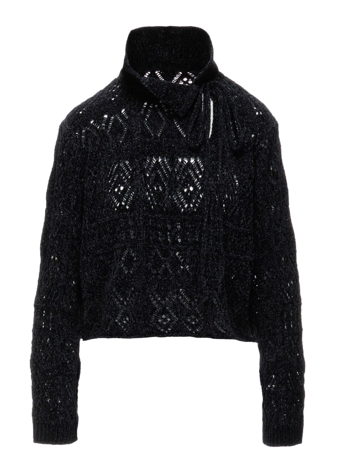 CHENILLE OPENWORK SHORT PULLOVER