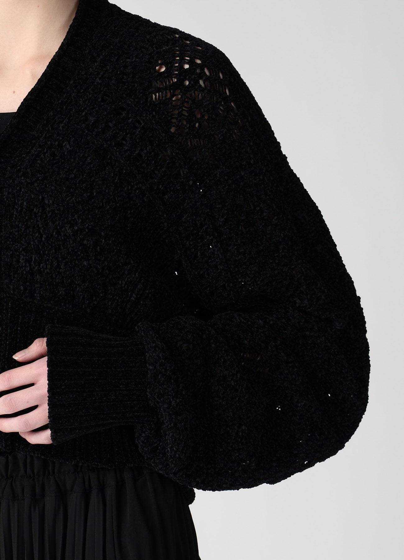 CHENILLE OPENWORK CARDIGAN