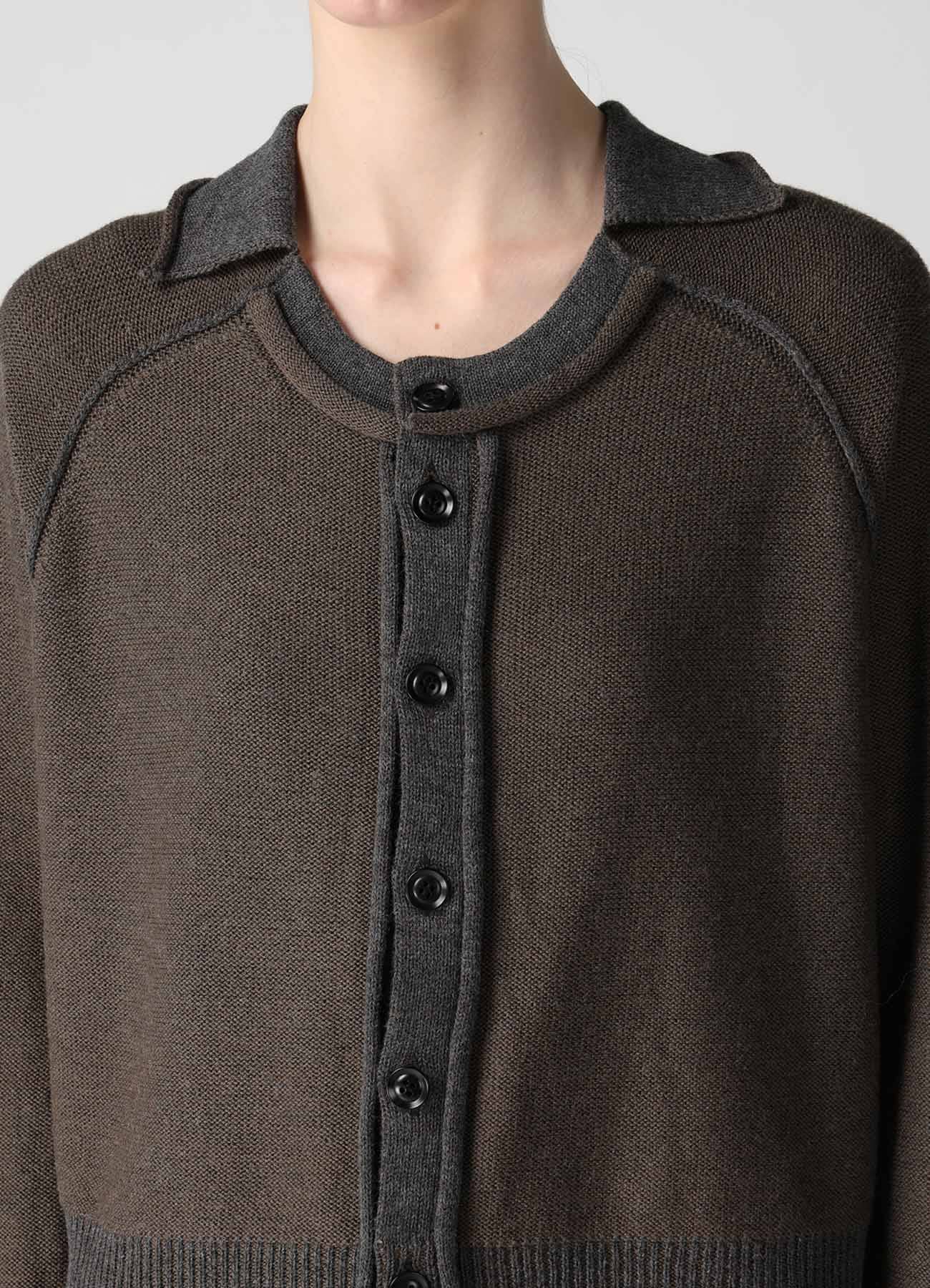 JERSEY PLATING ROUND NECK CARDIGAN