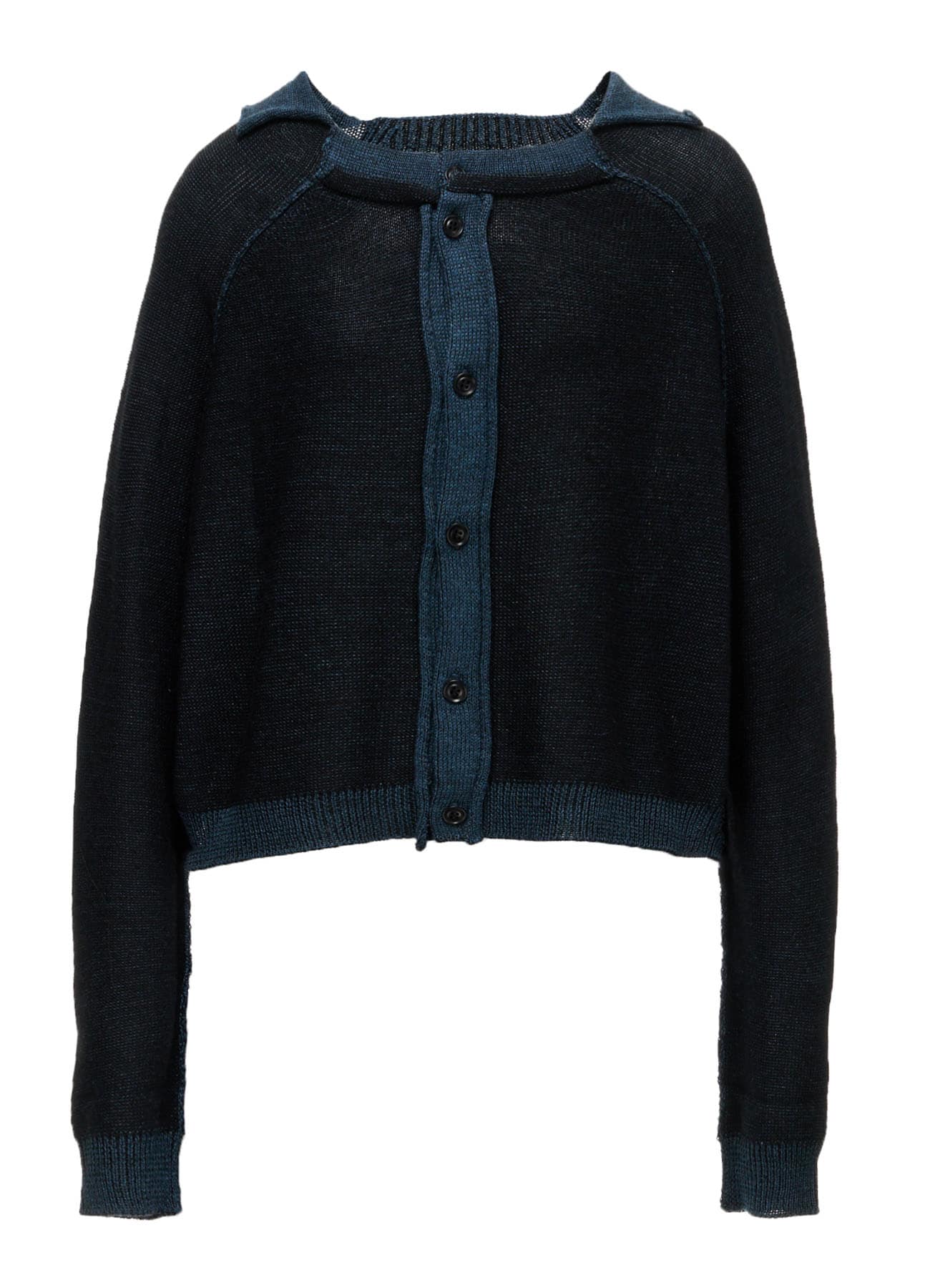 JERSEY PLATING ROUND NECK CARDIGAN