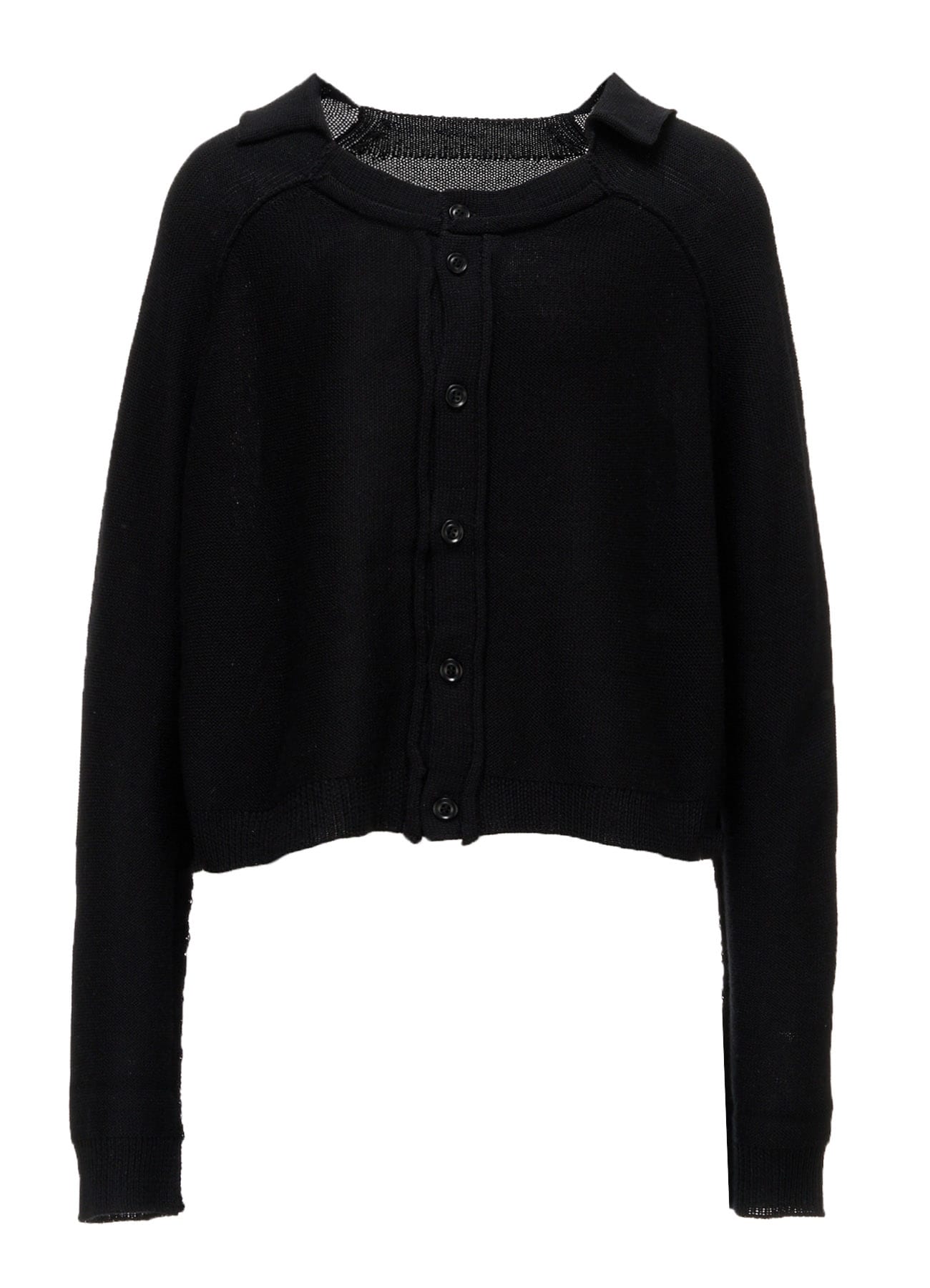JERSEY PLATING ROUND NECK CARDIGAN