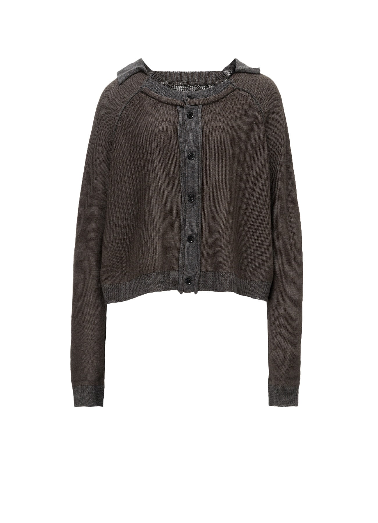 JERSEY PLATING ROUND NECK CARDIGAN