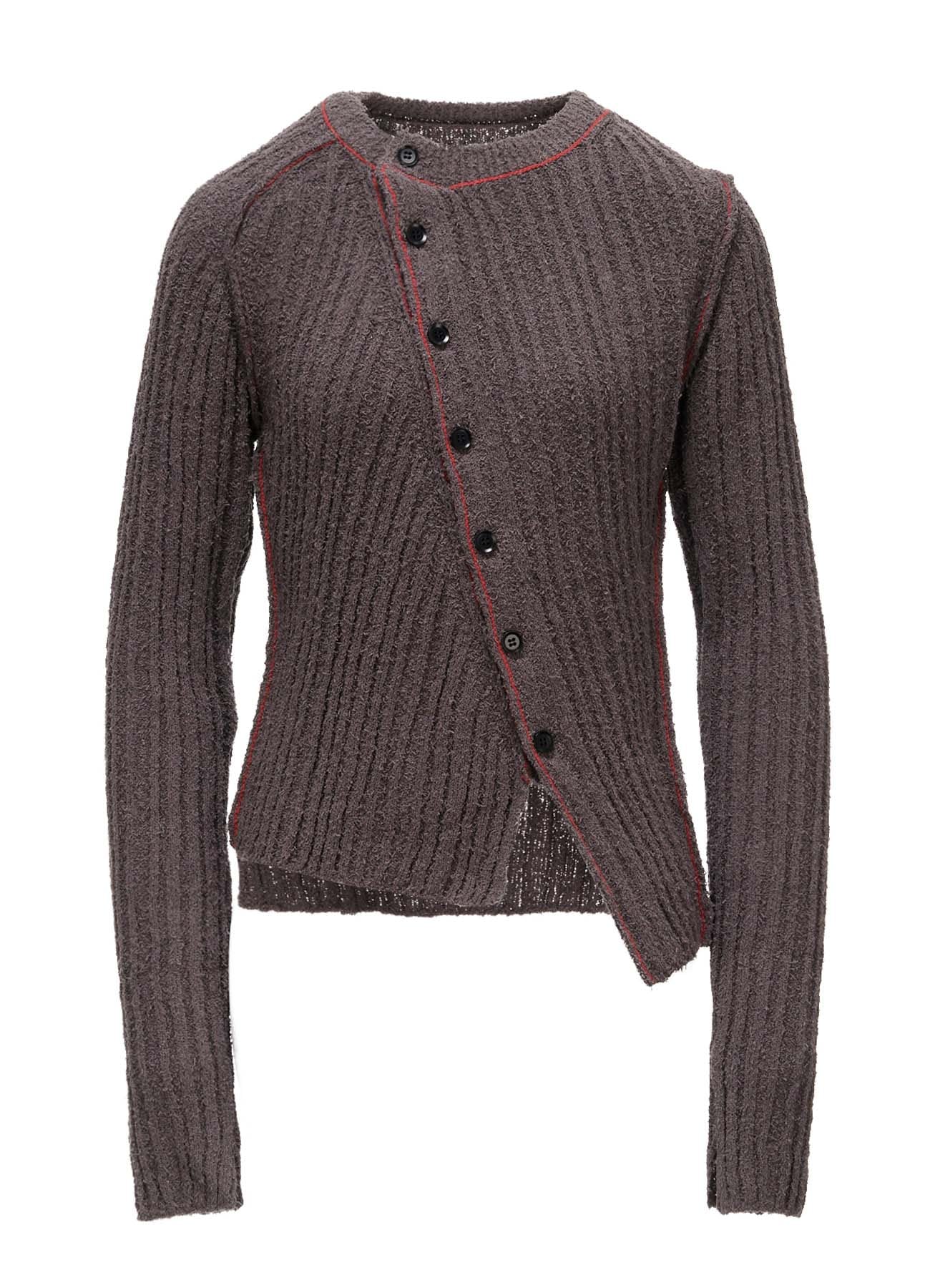 7G1P RANDOM RIB TIGHT ASYMMETRIC CARDIGAN