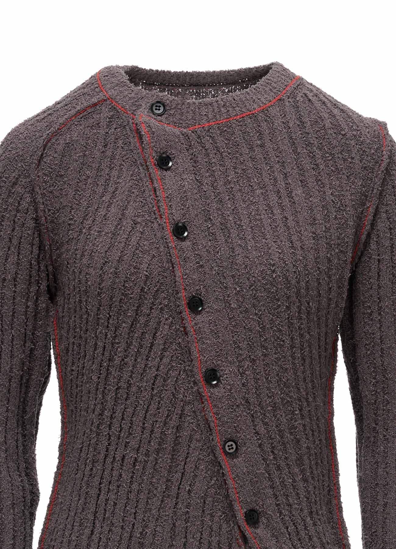 7G1P RANDOM RIB TIGHT ASYMMETRIC CARDIGAN