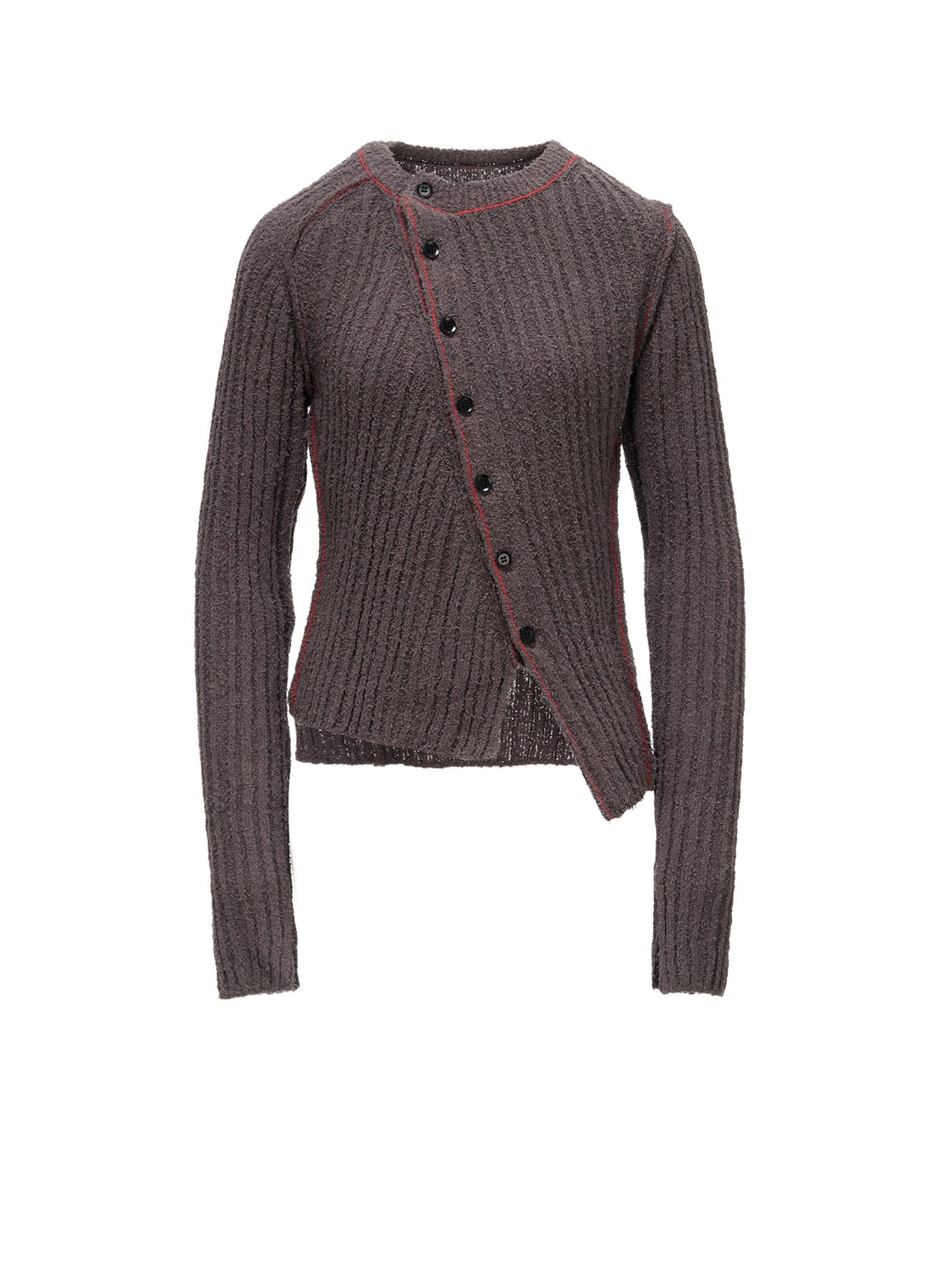 7G1P RANDOM RIB TIGHT ASYMMETRIC CARDIGAN