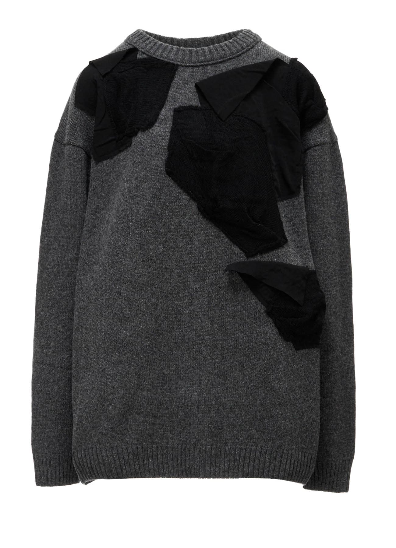 7G JERSEY PATCH APPLIQUE KNIT PULLOVER