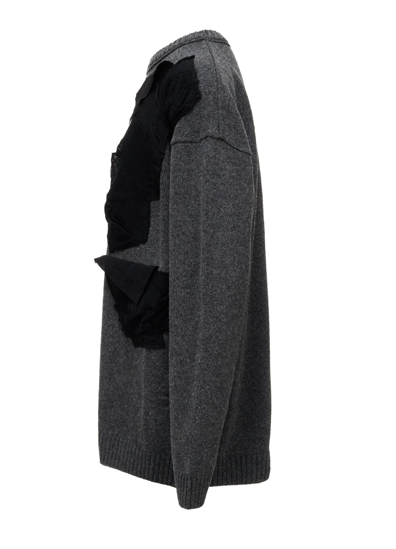 7G JERSEY PATCH APPLIQUE KNIT PULLOVER