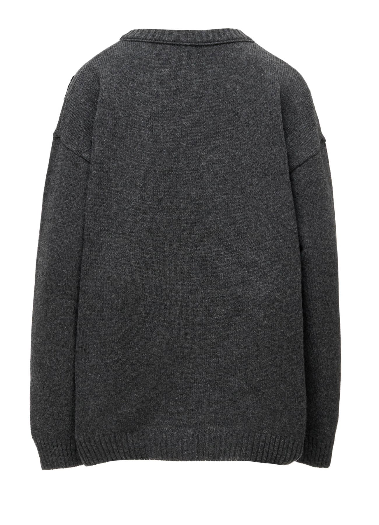 7G JERSEY PATCH APPLIQUE KNIT PULLOVER