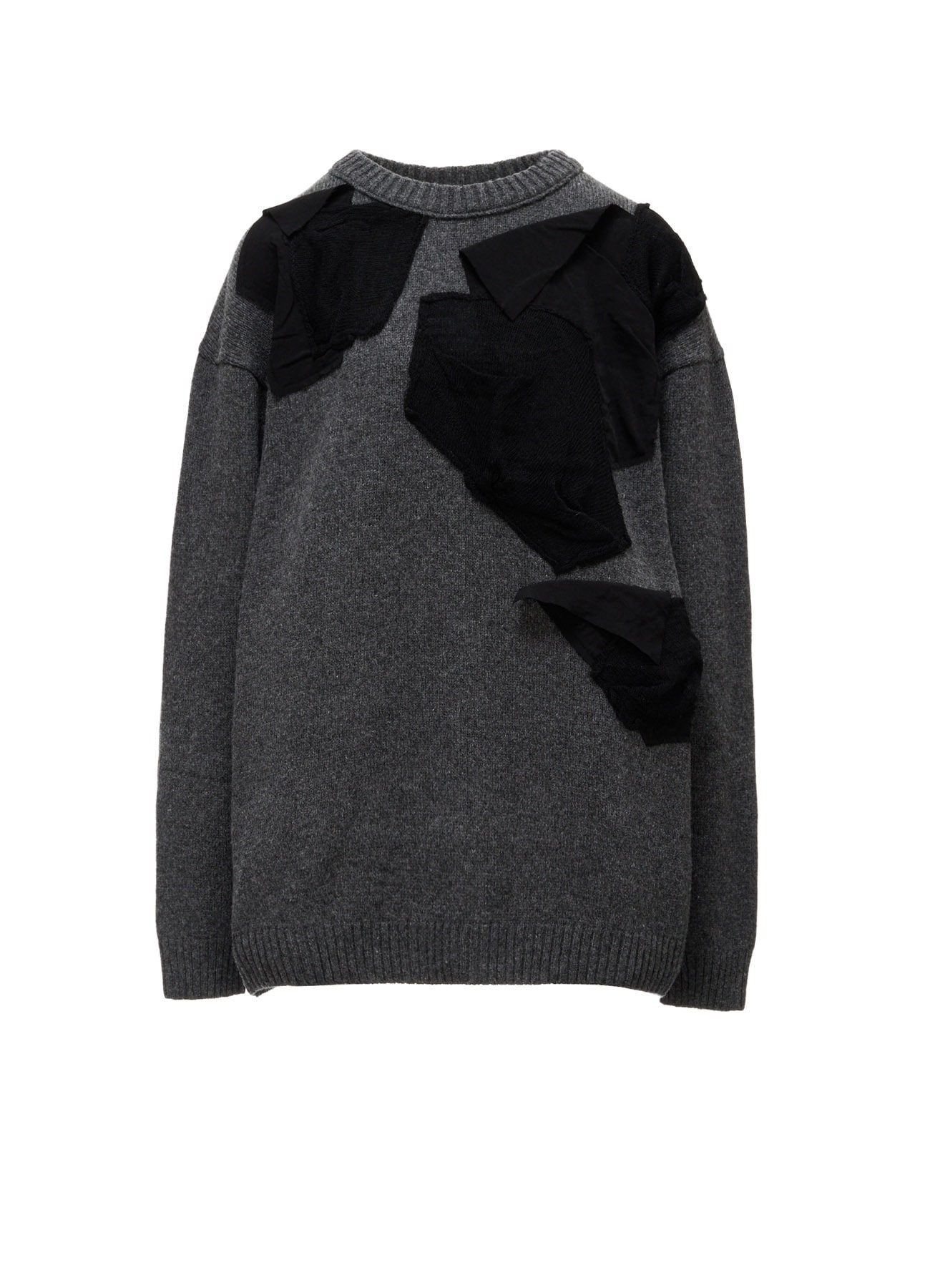 7G JERSEY PATCH APPLIQUE KNIT PULLOVER