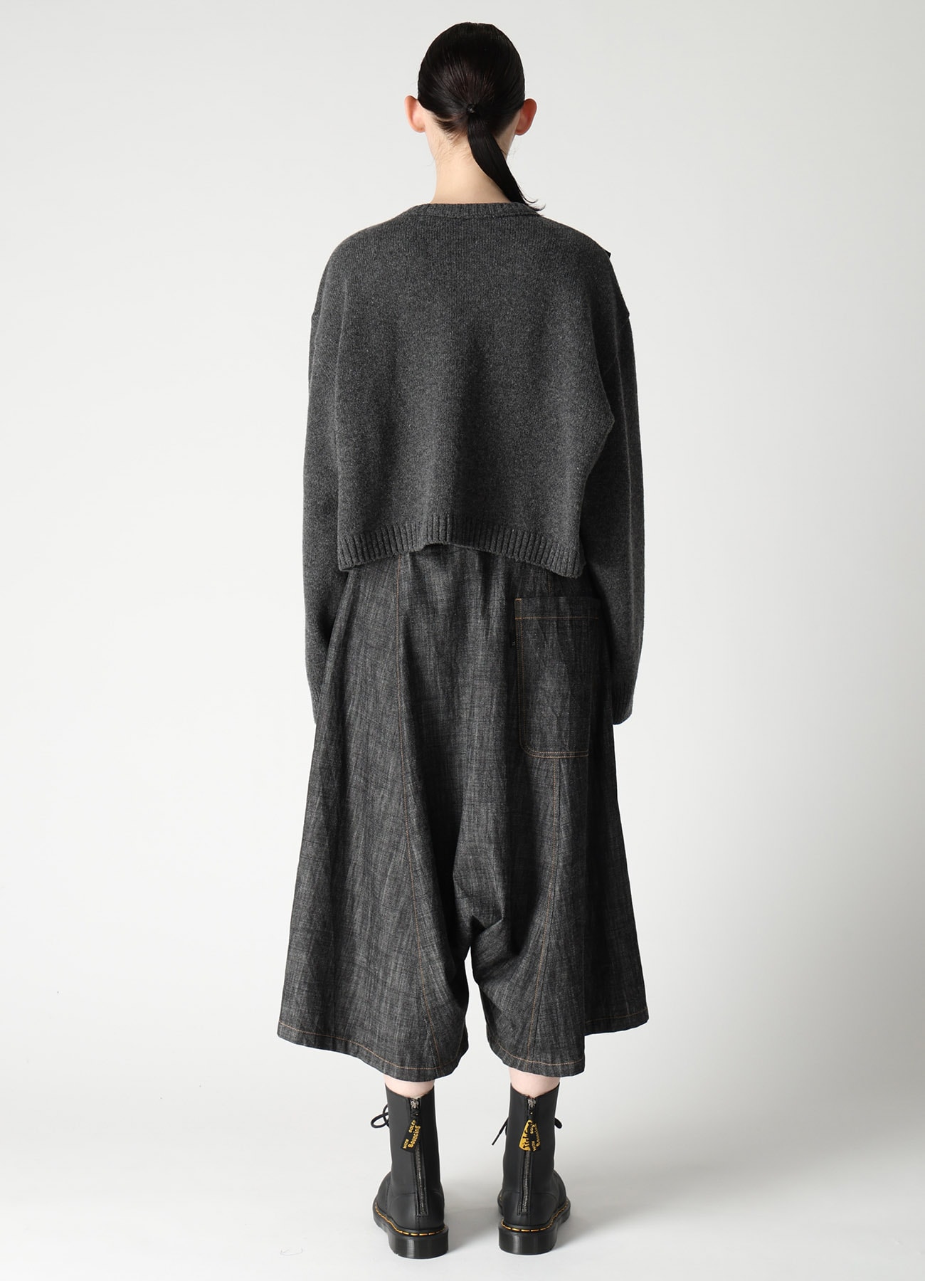 7G JERSEY PATCH APPLIQUE KNIT CARDIGAN(S Charcoal): Y's｜THE SHOP