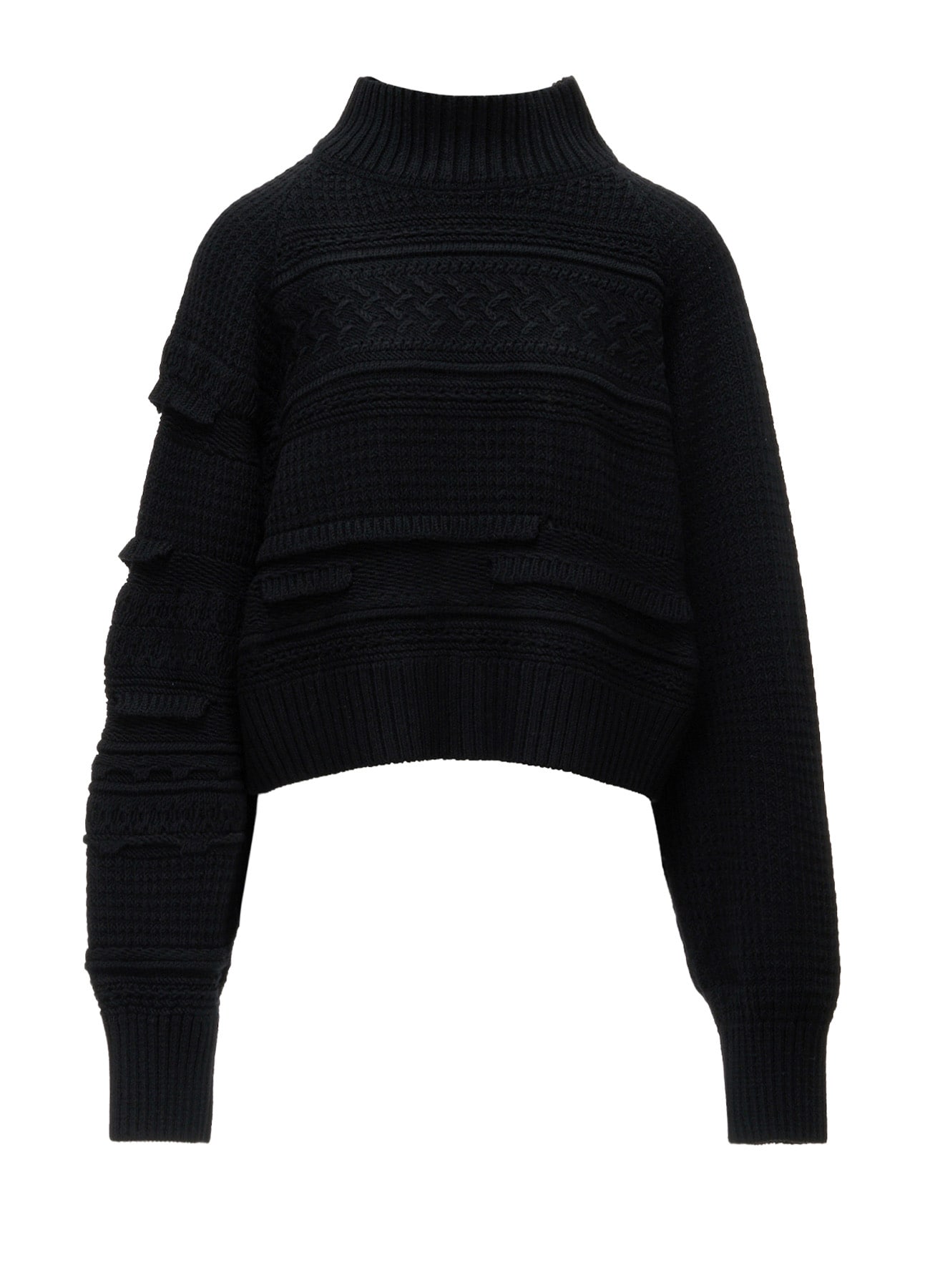 Y's ヨウジヤマモト 黒 ニット 5G KNIT HIGH NECK CROPPED PULLOVER(S Black): Y's｜THE SHOP YOHJI