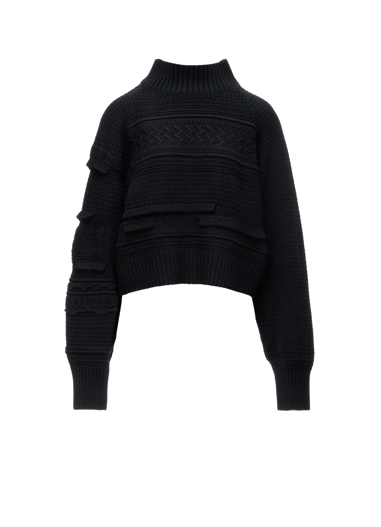5G KNIT HIGH NECK CROPPED PULLOVER