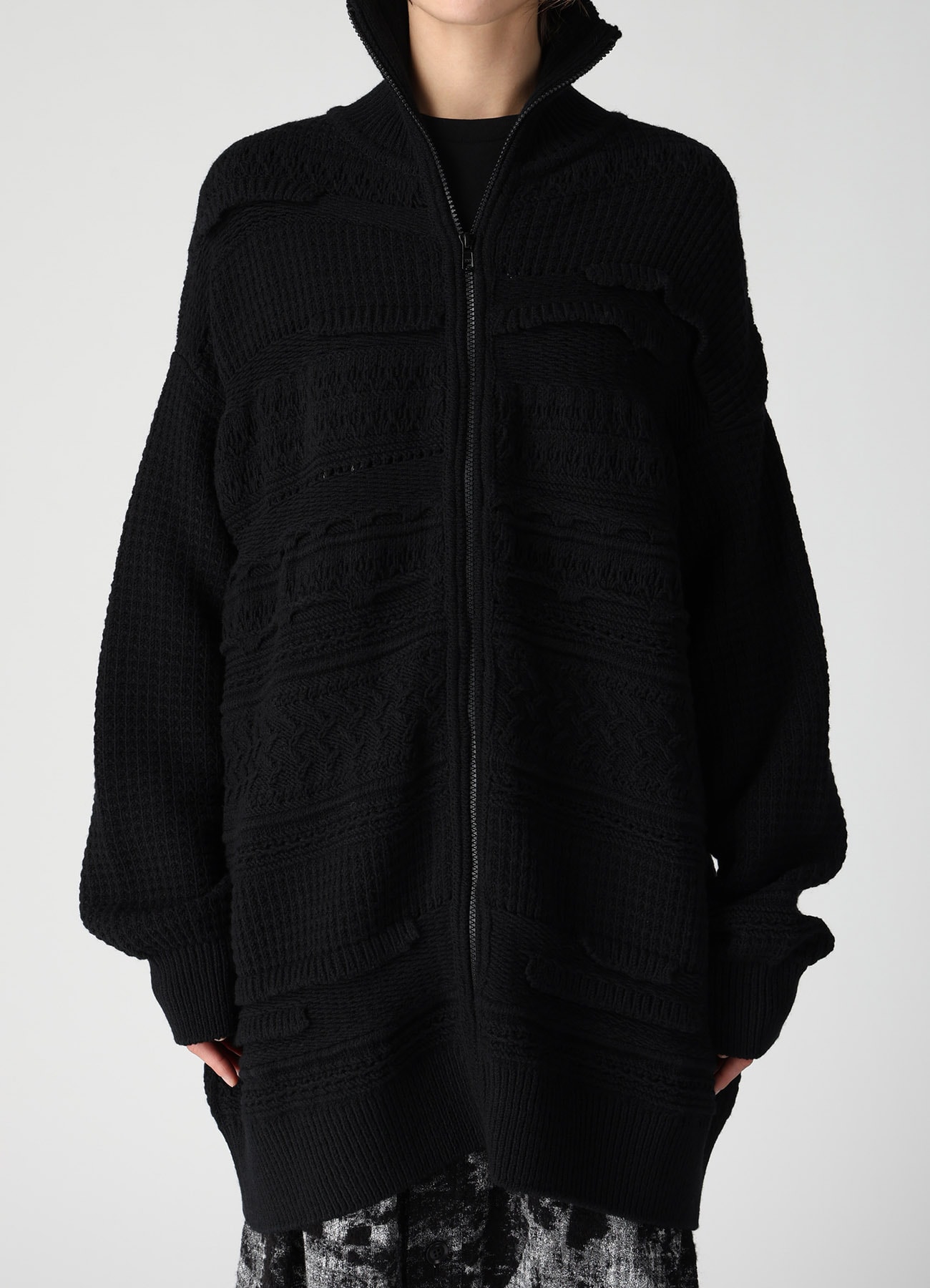 Y's ダブルジップ　カーディガン 5G KNIT ZIP-UP PULLOVER(S Black): Y's｜THE SHOP YOHJI YAMAMOTO