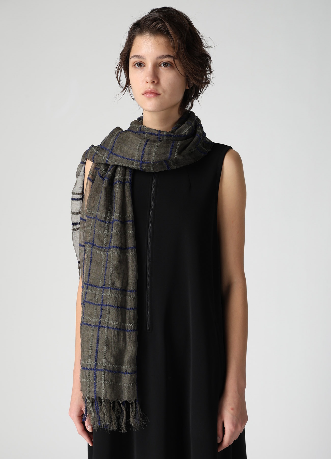 WOOL/SILK PLAID SCARF