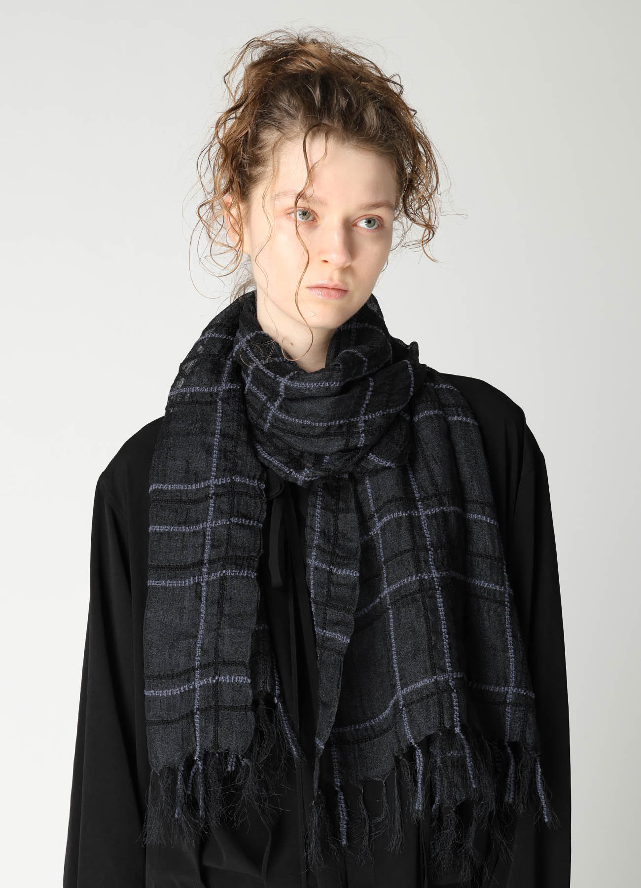 WOOL/SILK PLAID SCARF
