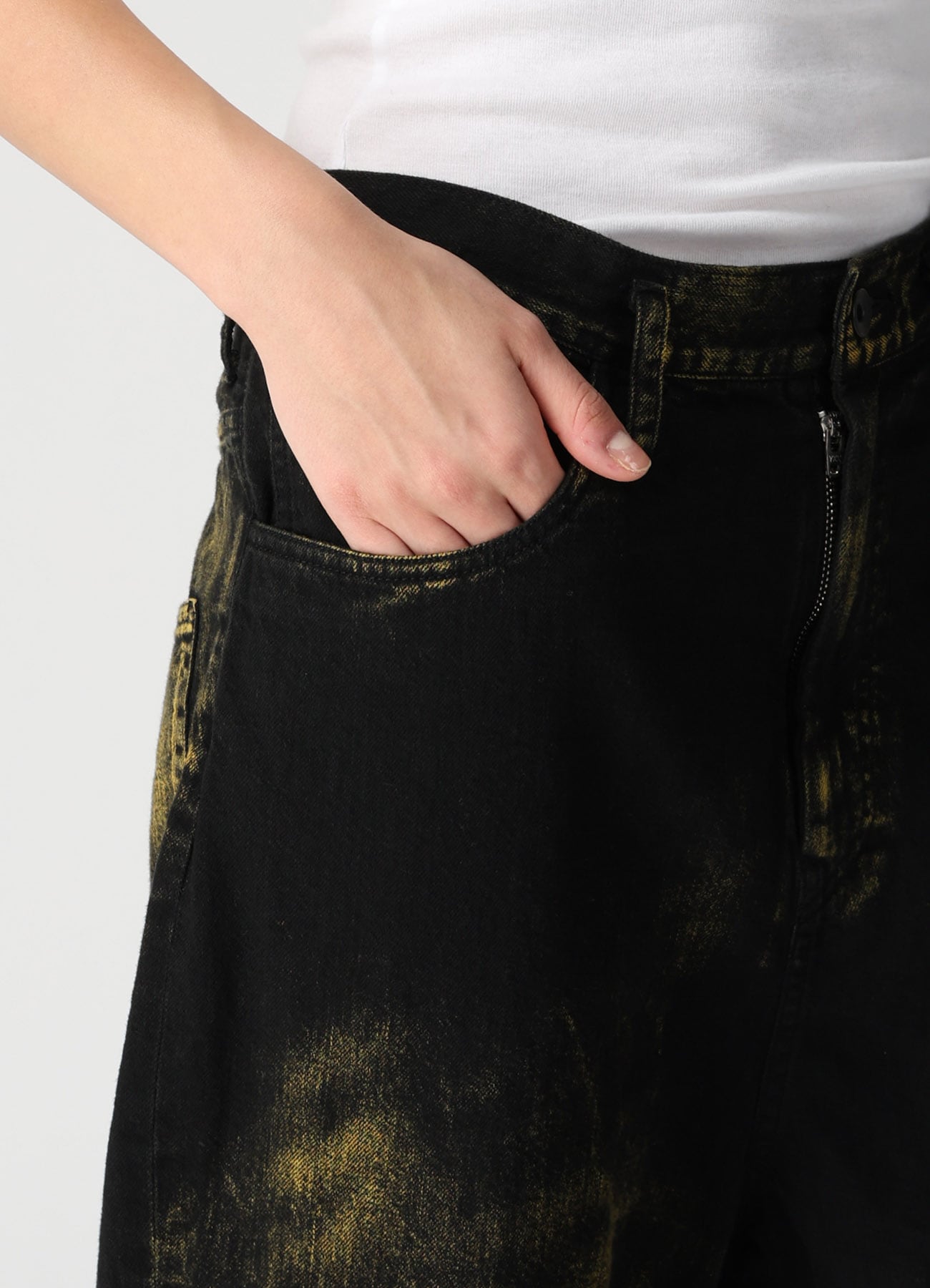 8OZ DENIM BLEACHED OVERDYE DUSSET DROP PANTS