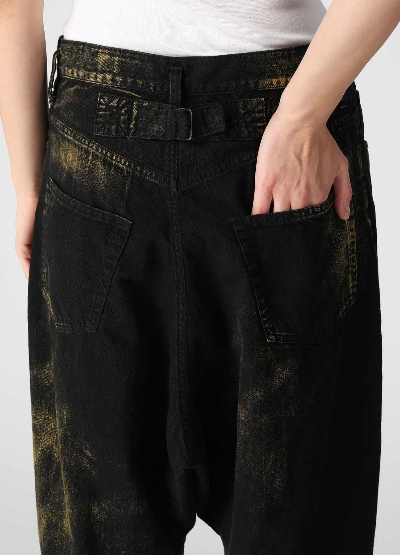 8OZ DENIM BLEACHED OVERDYE DUSSET DROP PANTS
