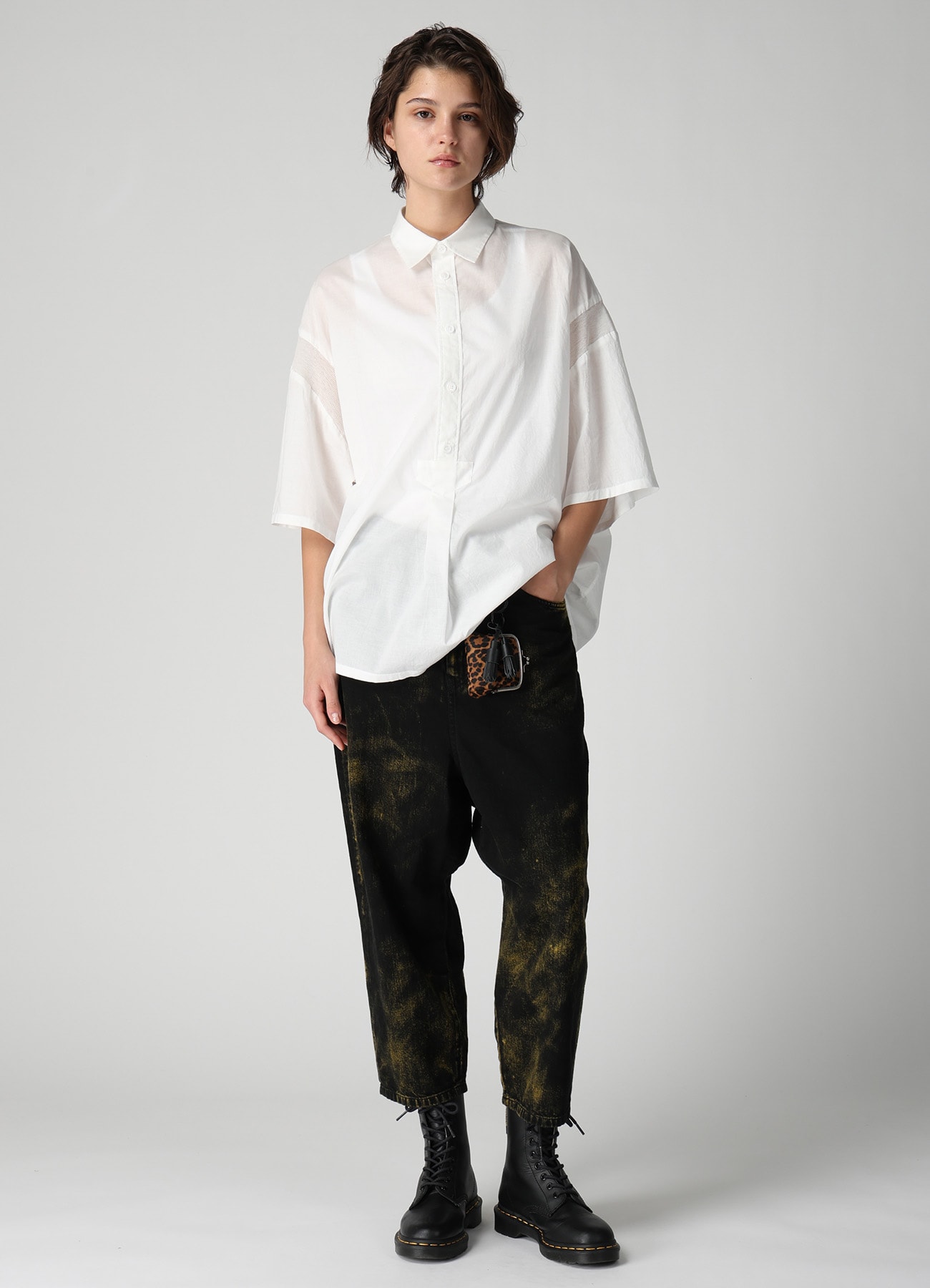 8OZ DENIM BLEACHED OVERDYE DUSSET DROP PANTS