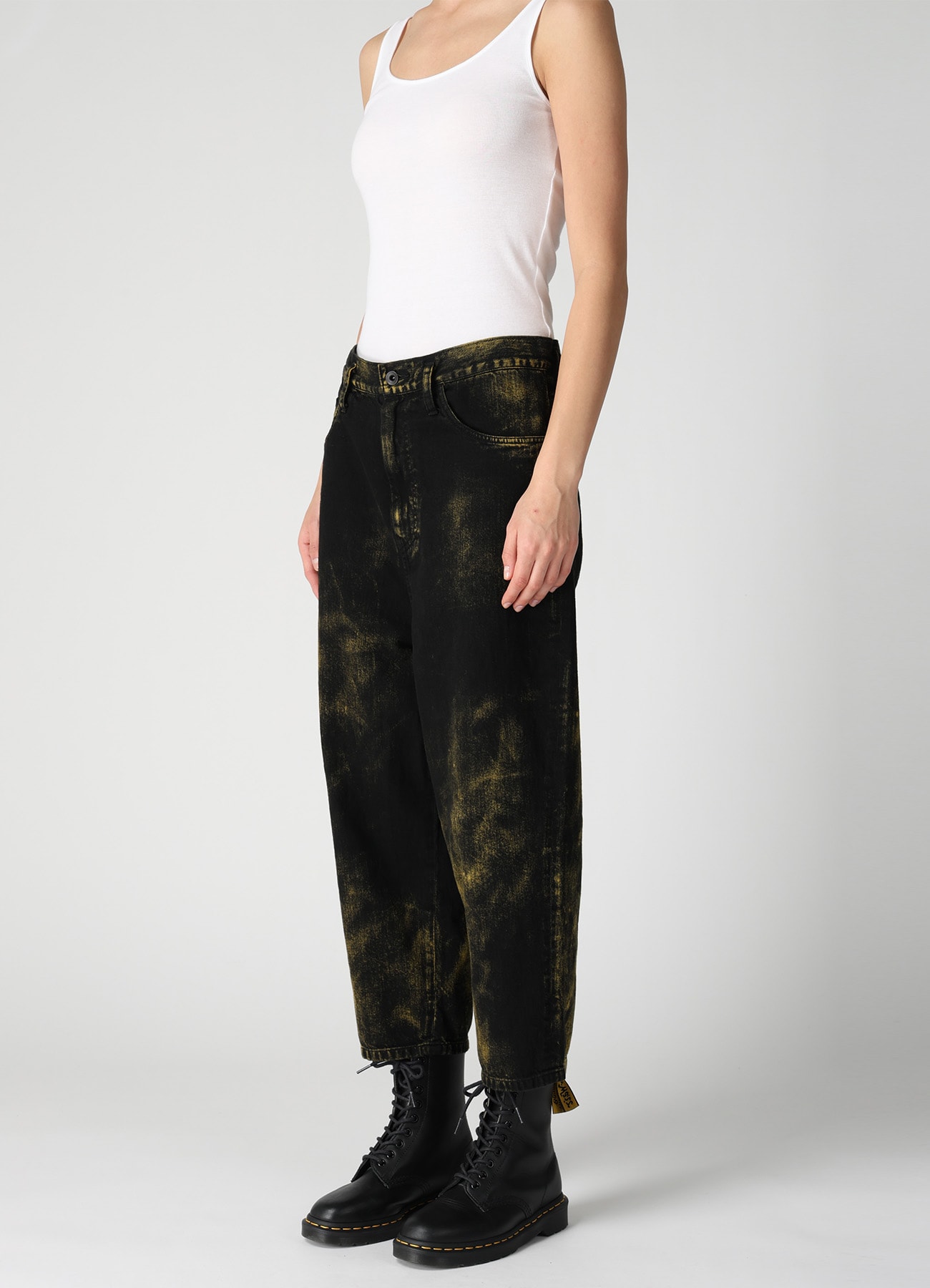 8OZ DENIM BLEACHED OVERDYE DUSSET DROP PANTS