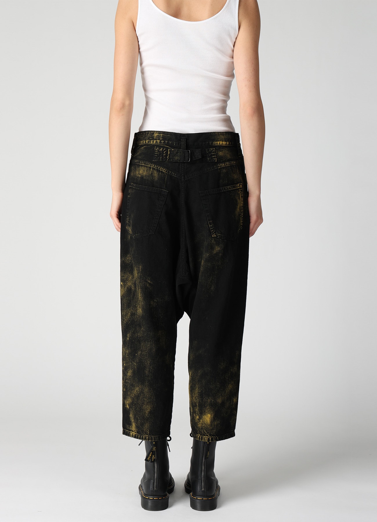 8OZ DENIM BLEACHED OVERDYE DUSSET DROP PANTS