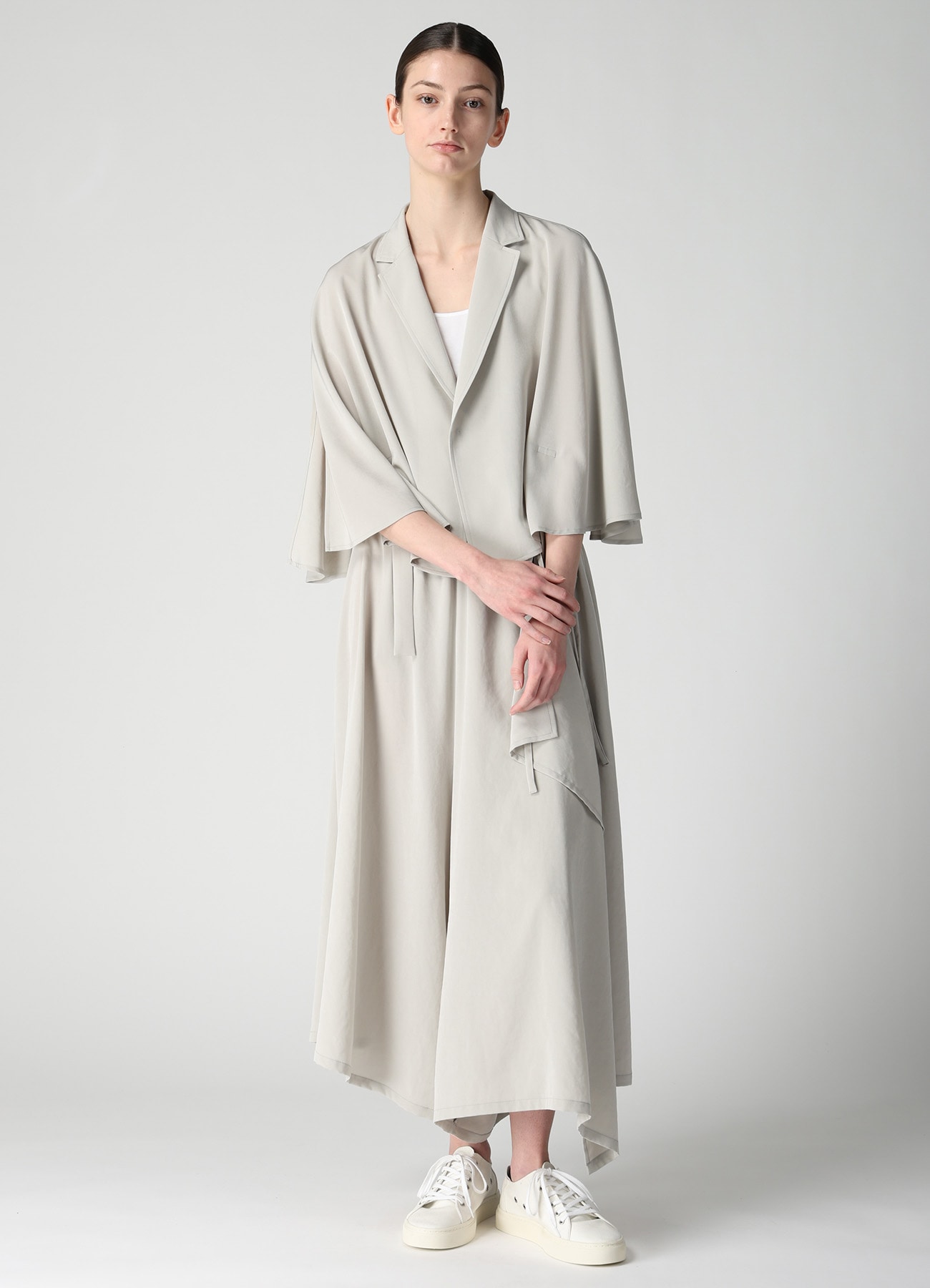 TA/PE CREPE DE CHINE SLIT GATHER PANTS