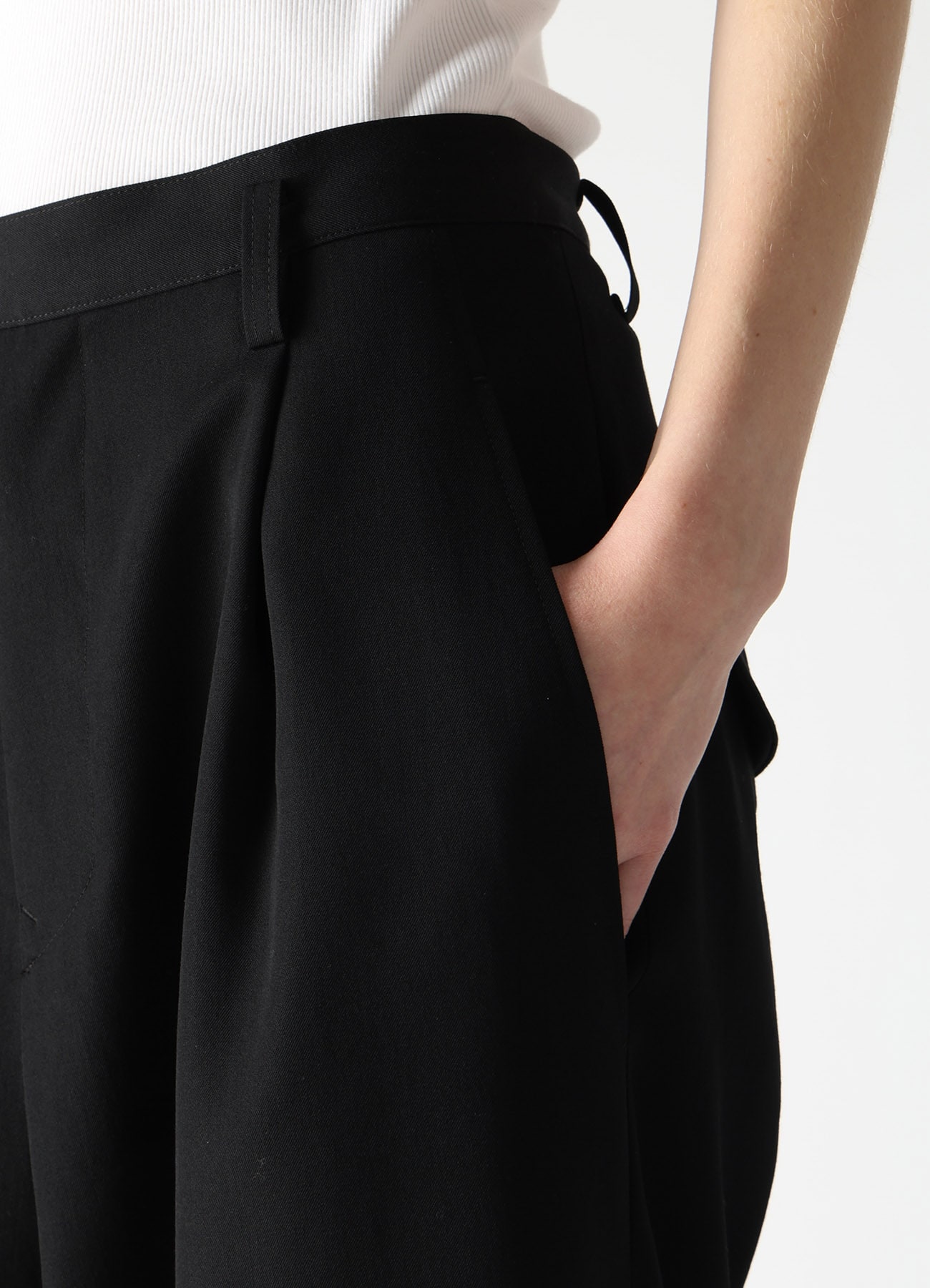 WOOL GABARDINE WIDE PANTS