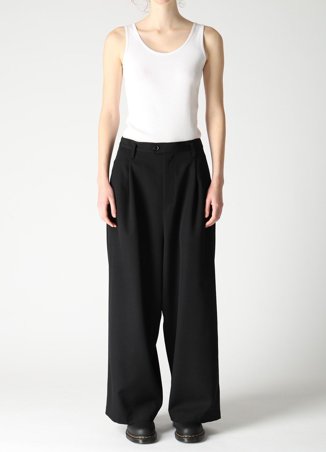 WOOL GABARDINE WIDE PANTS
