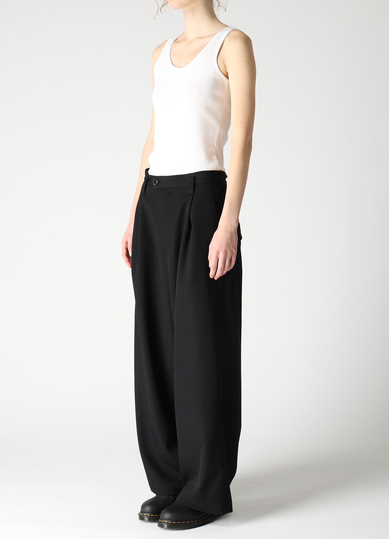 WOOL GABARDINE WIDE PANTS