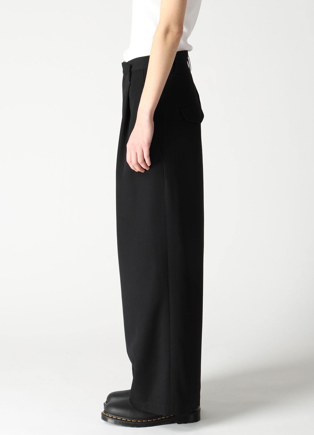 WOOL GABARDINE WIDE PANTS