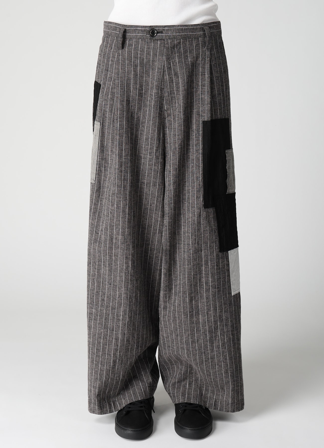 STRIPE PATCHWORK WIDE PANTS