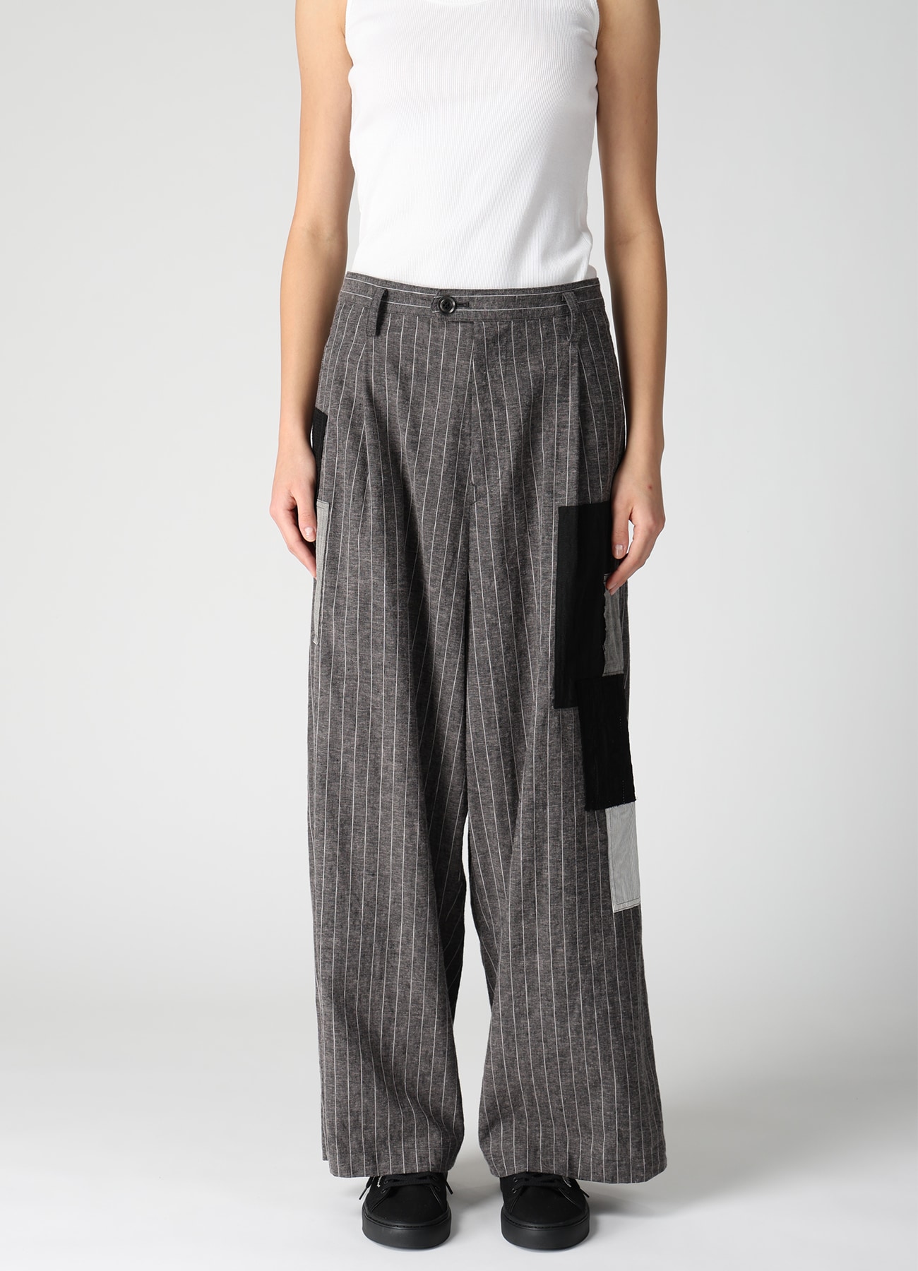 STRIPE PATCHWORK WIDE PANTS