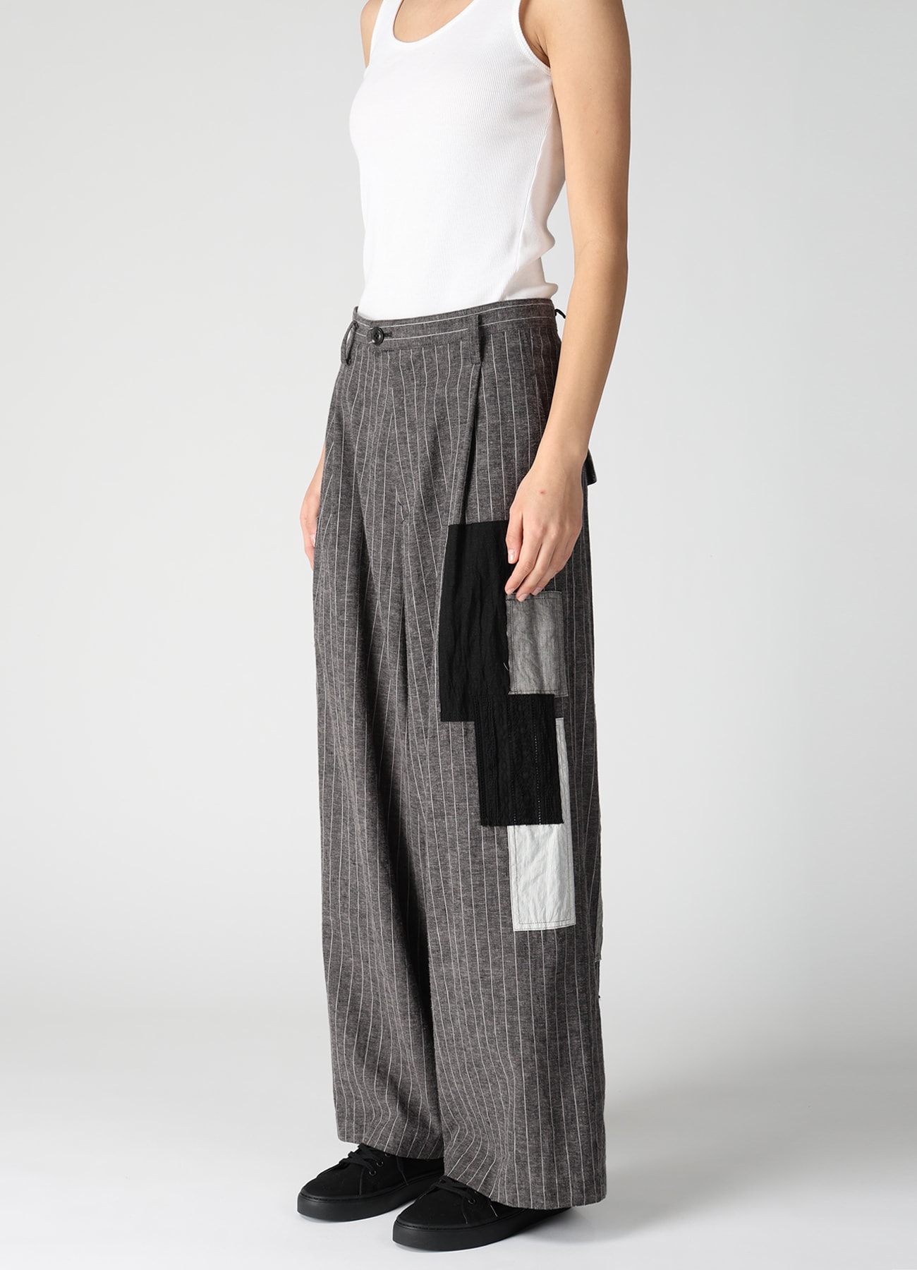 STRIPE PATCHWORK WIDE PANTS