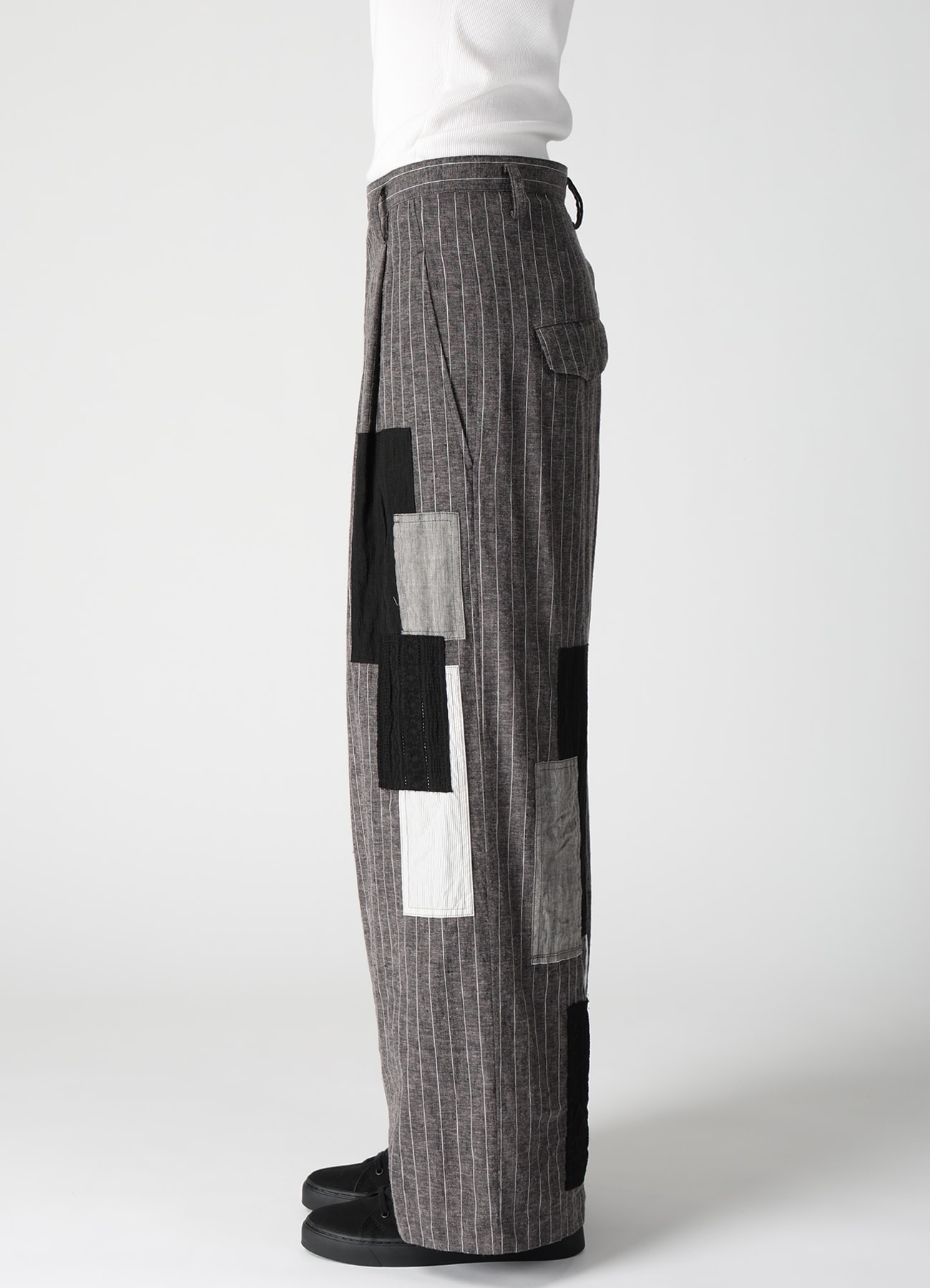 STRIPE PATCHWORK WIDE PANTS
