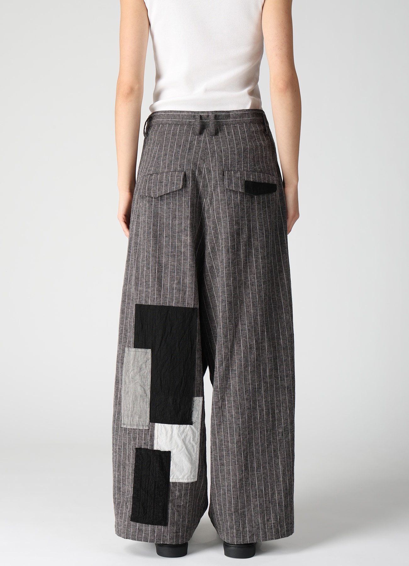 STRIPE PATCHWORK WIDE PANTS