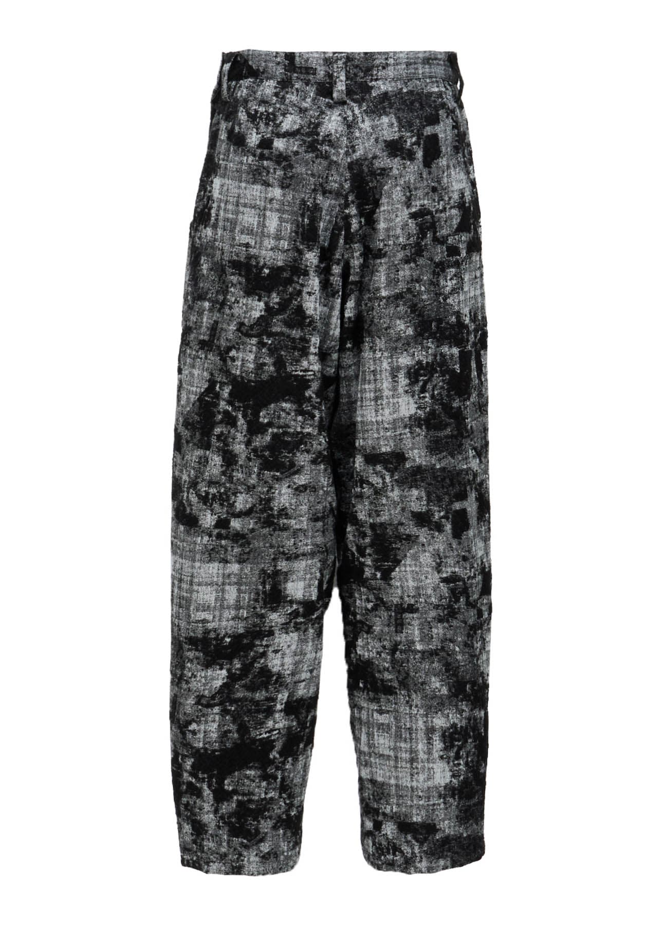 MOHAIR FADED PLAID JACQUARD SINGLE TUCK SIDE OPEN PANTS