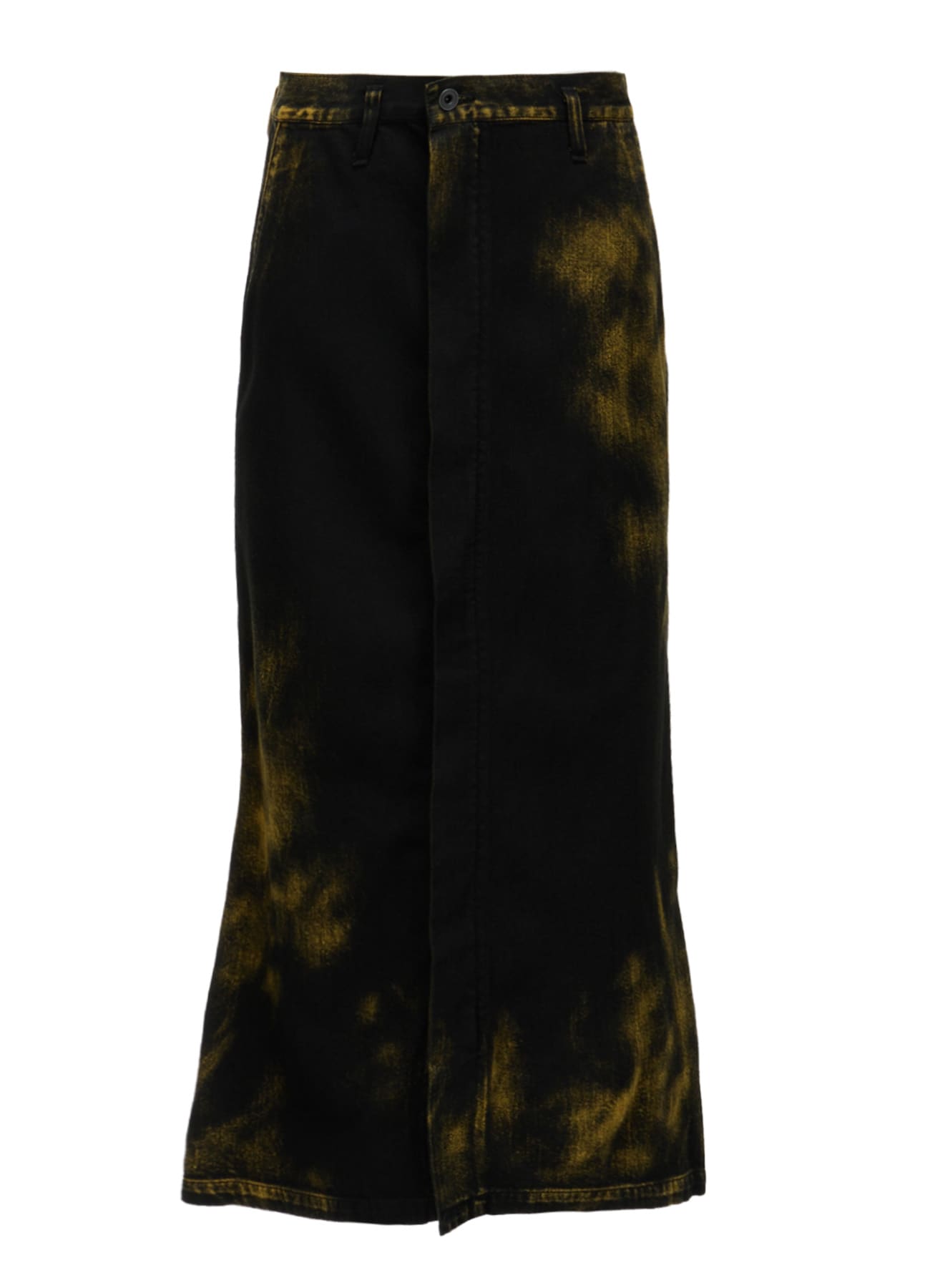 8OZ DENIM BLEACHED OVERDYE FLARE SKIRT