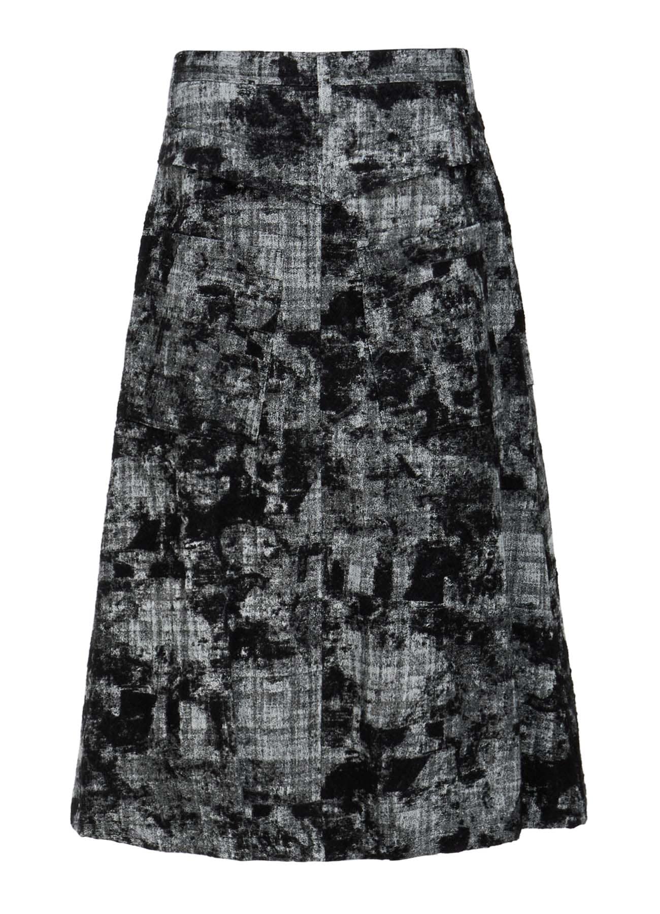 MOHAIR FADED PLAID JACQUARD A-LINE SKIRT