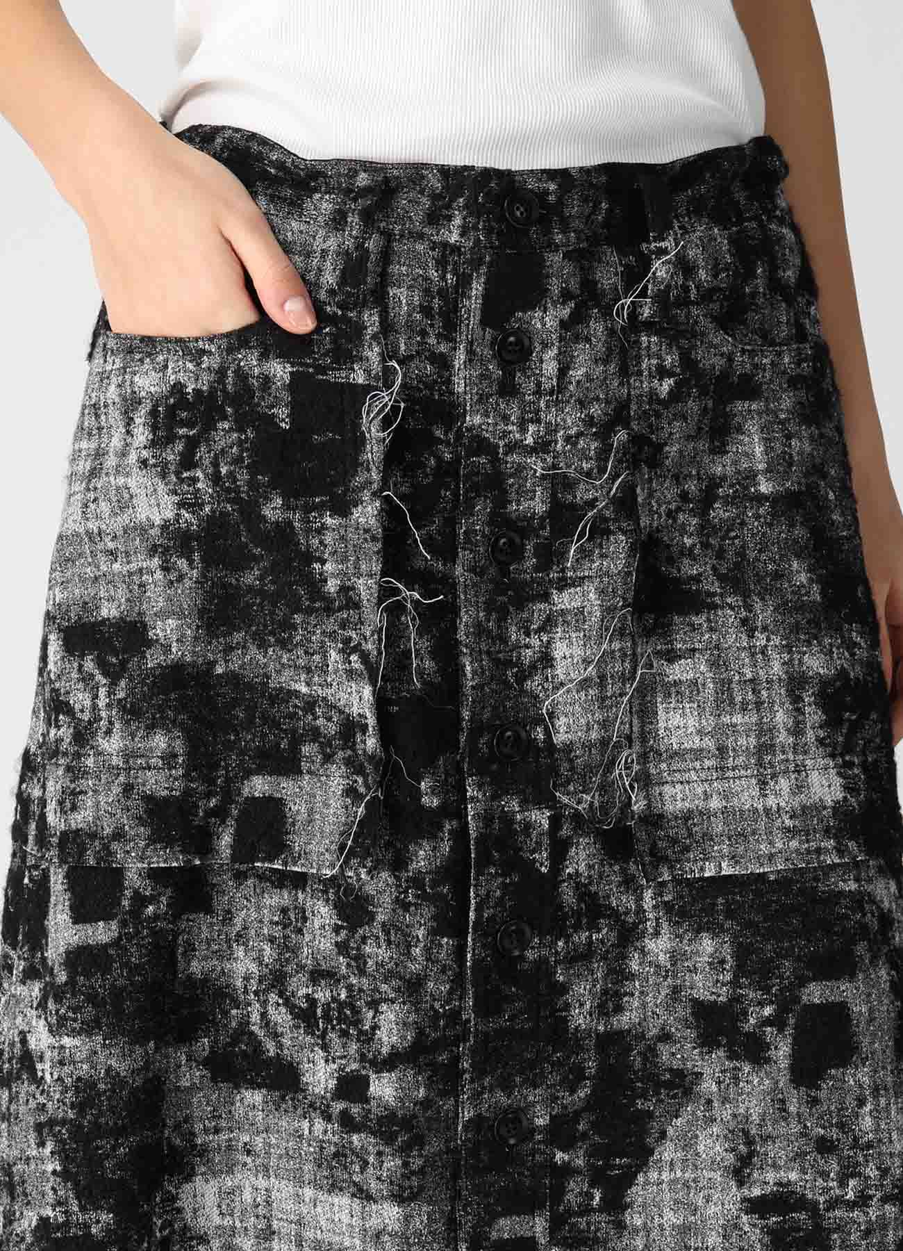 MOHAIR FADED PLAID JACQUARD A-LINE SKIRT