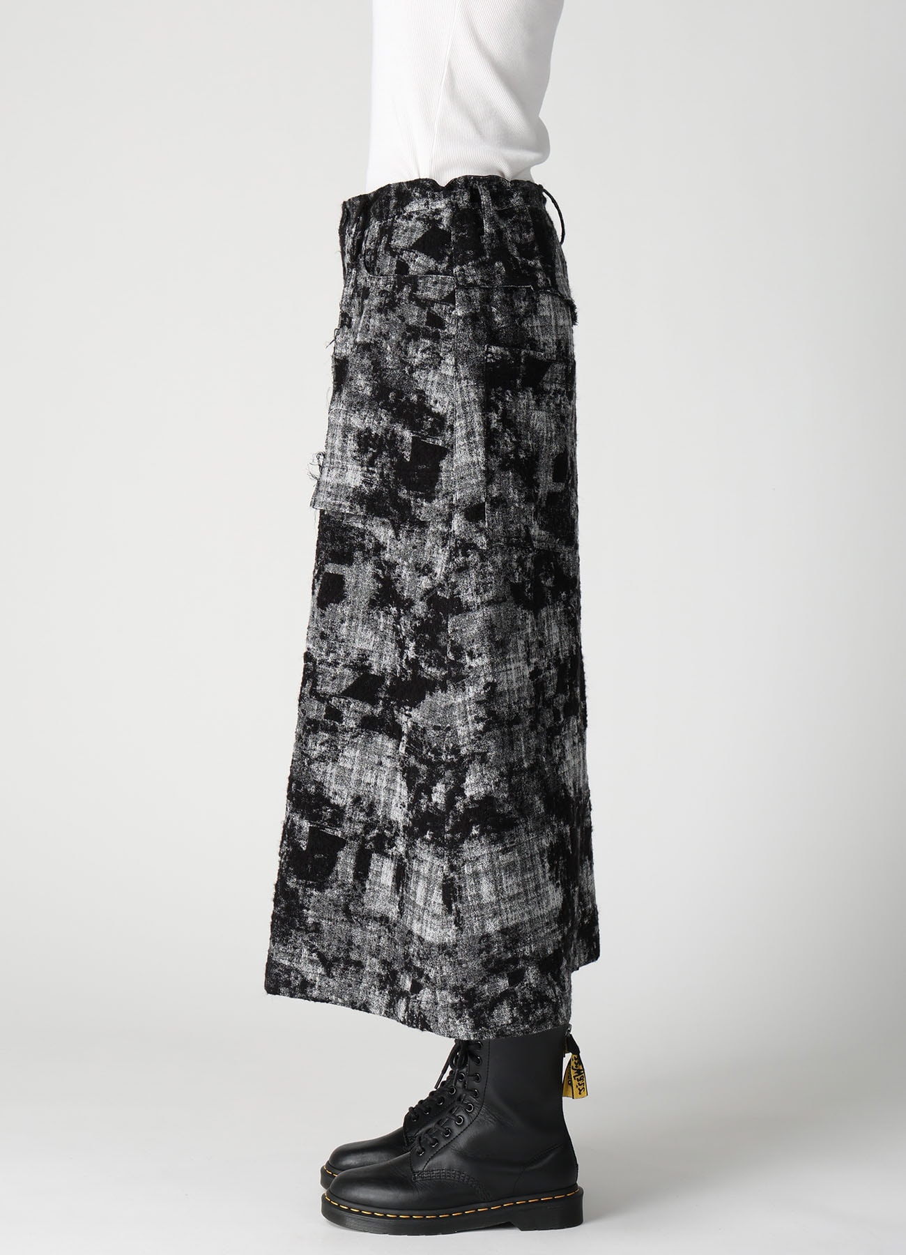 MOHAIR FADED PLAID JACQUARD A-LINE SKIRT