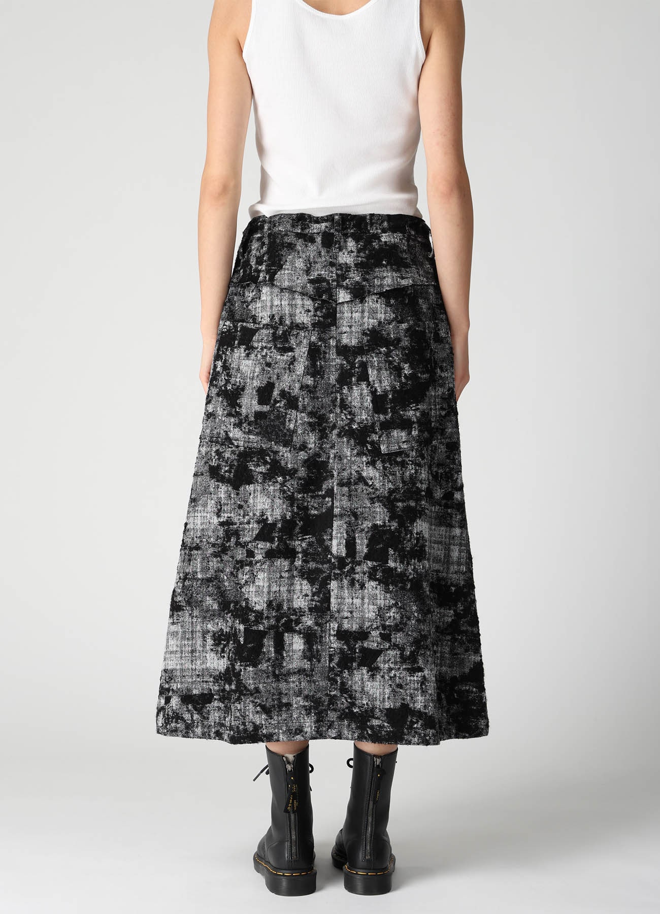 MOHAIR FADED PLAID JACQUARD A-LINE SKIRT