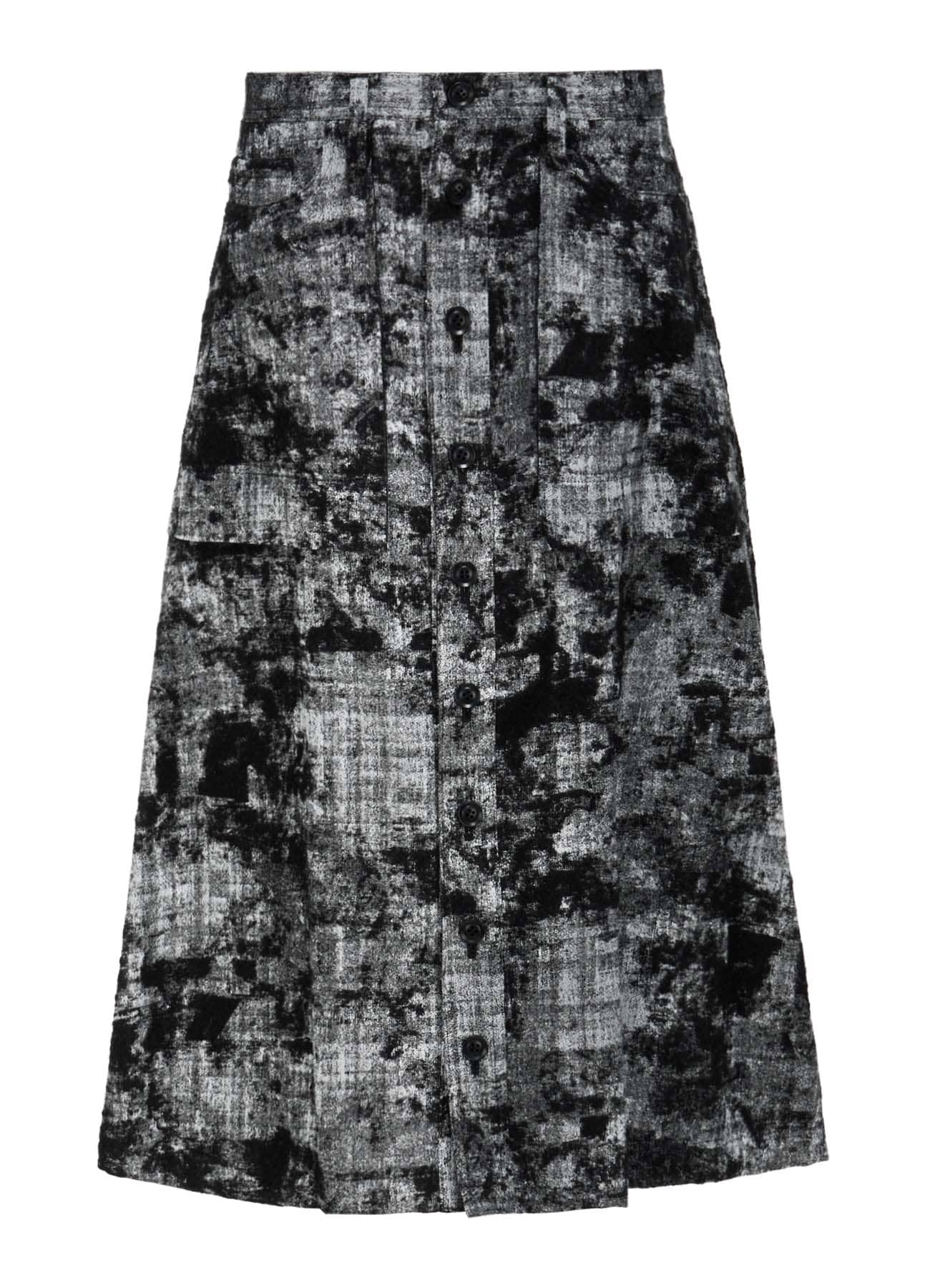 MOHAIR FADED PLAID JACQUARD A-LINE SKIRT