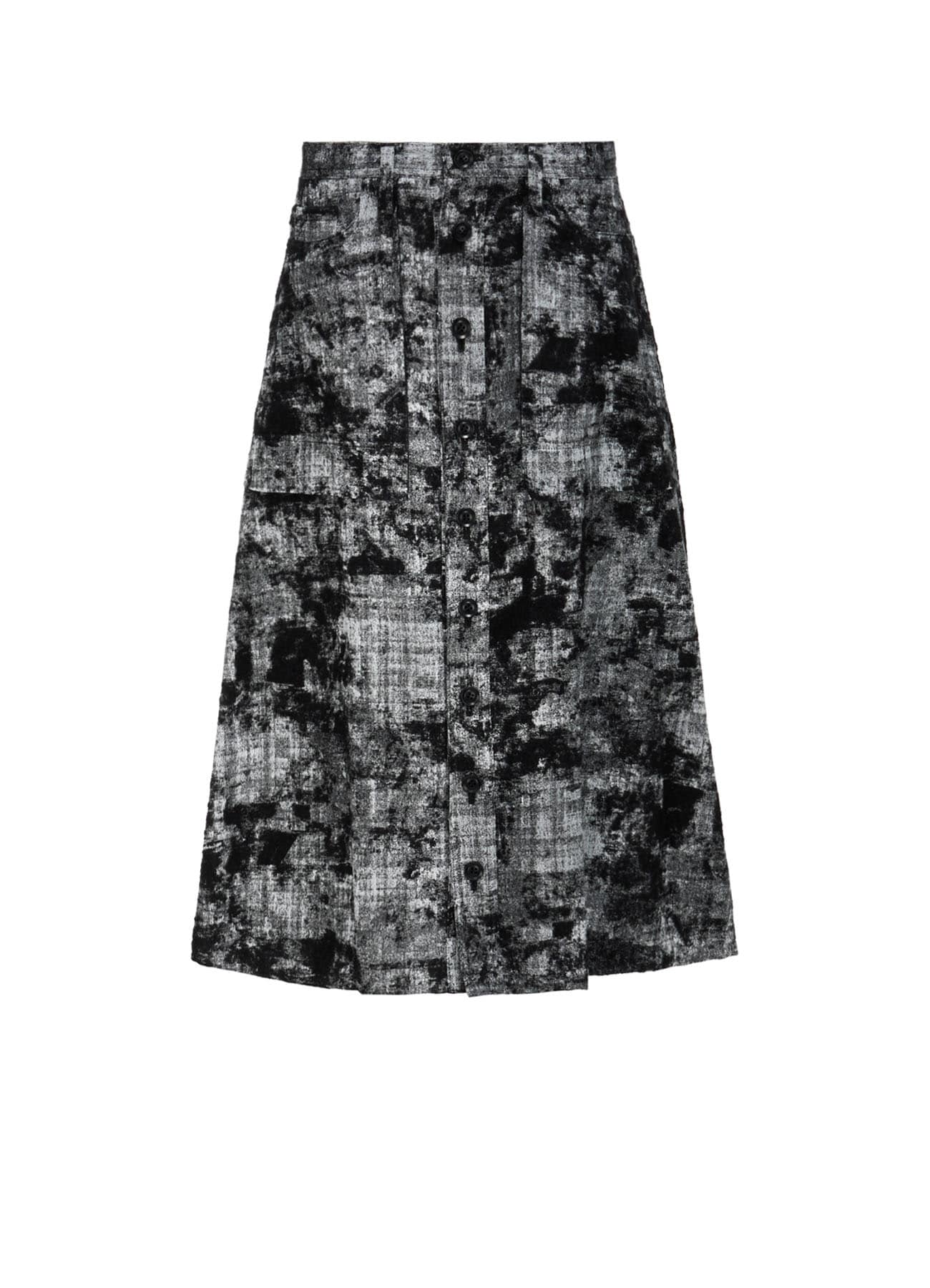 MOHAIR FADED PLAID JACQUARD A-LINE SKIRT