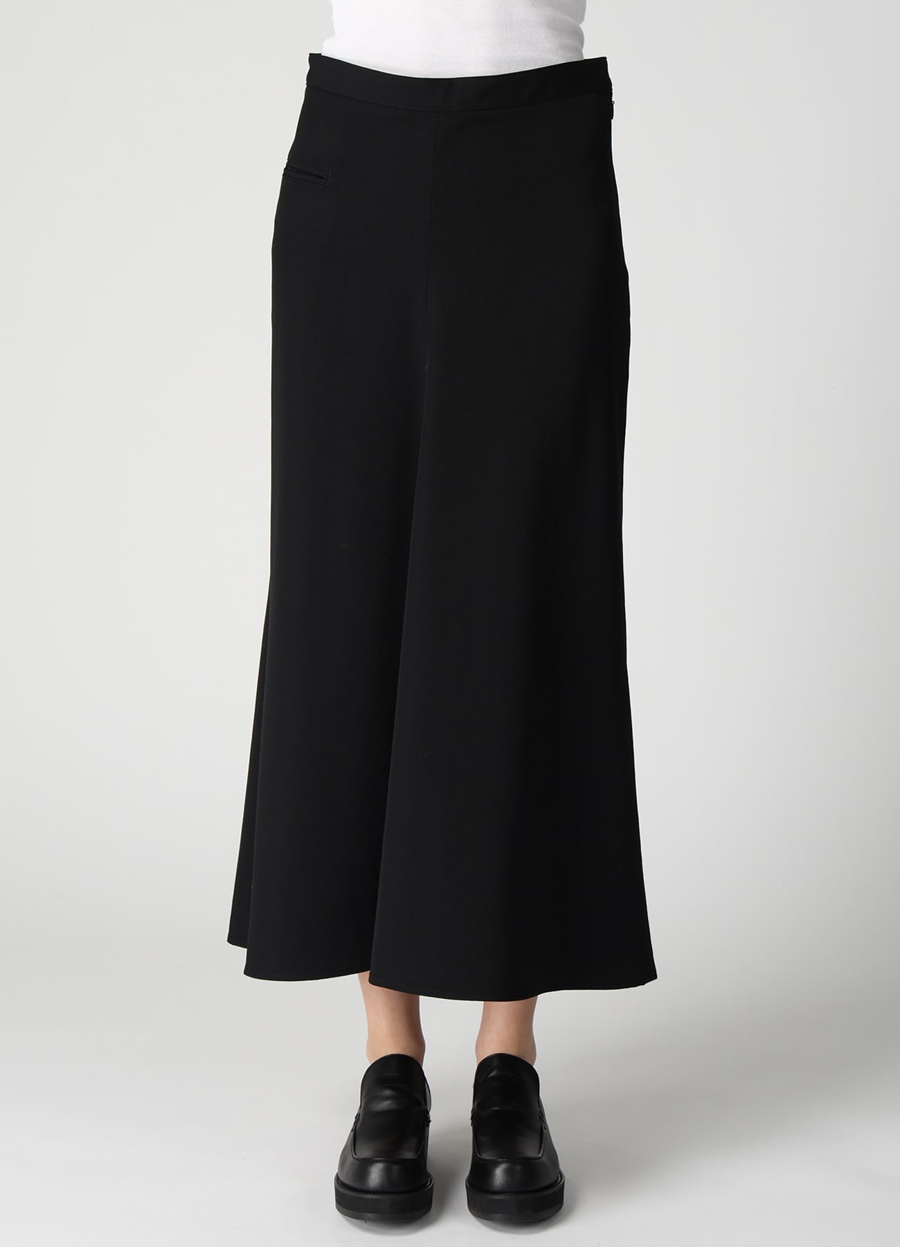 WOOL GABARDINE SEMI FLARE LONG SKIRT