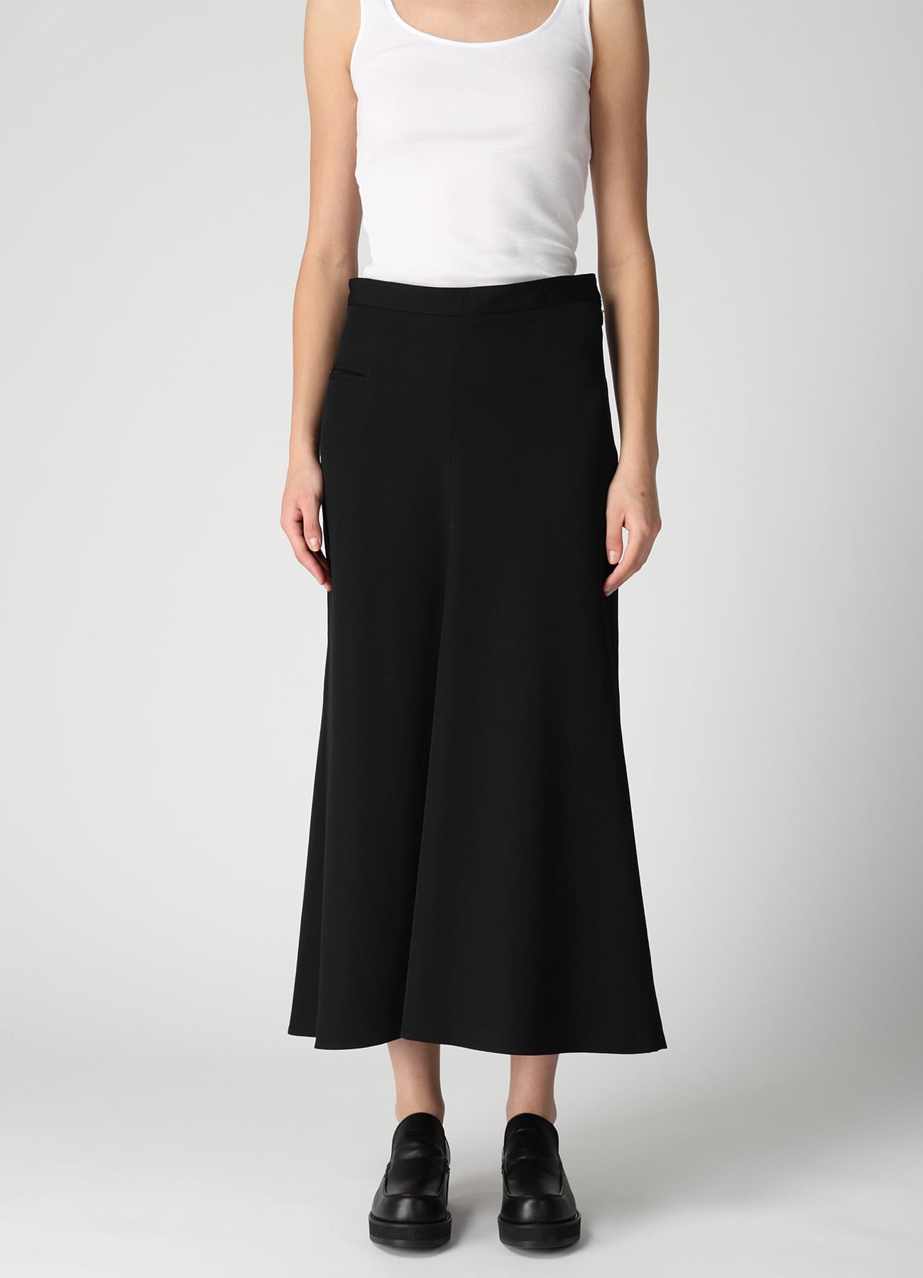 WOOL GABARDINE SEMI FLARE LONG SKIRT