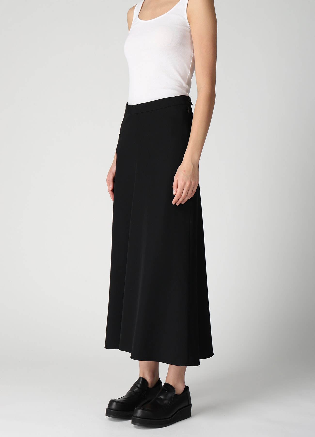 WOOL GABARDINE SEMI FLARE LONG SKIRT